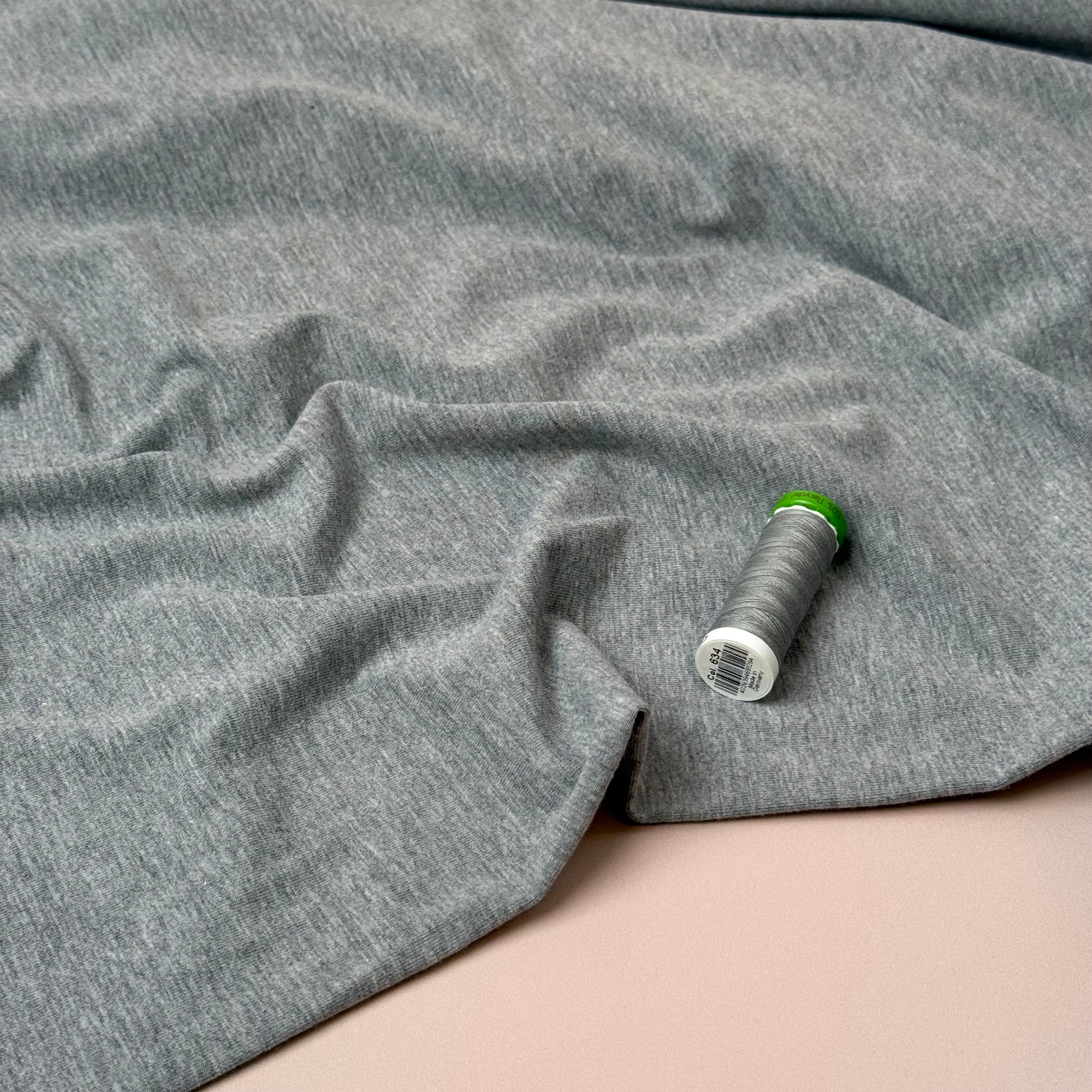 Essential Chic Grey Melange Plain Cotton Jersey Fabric