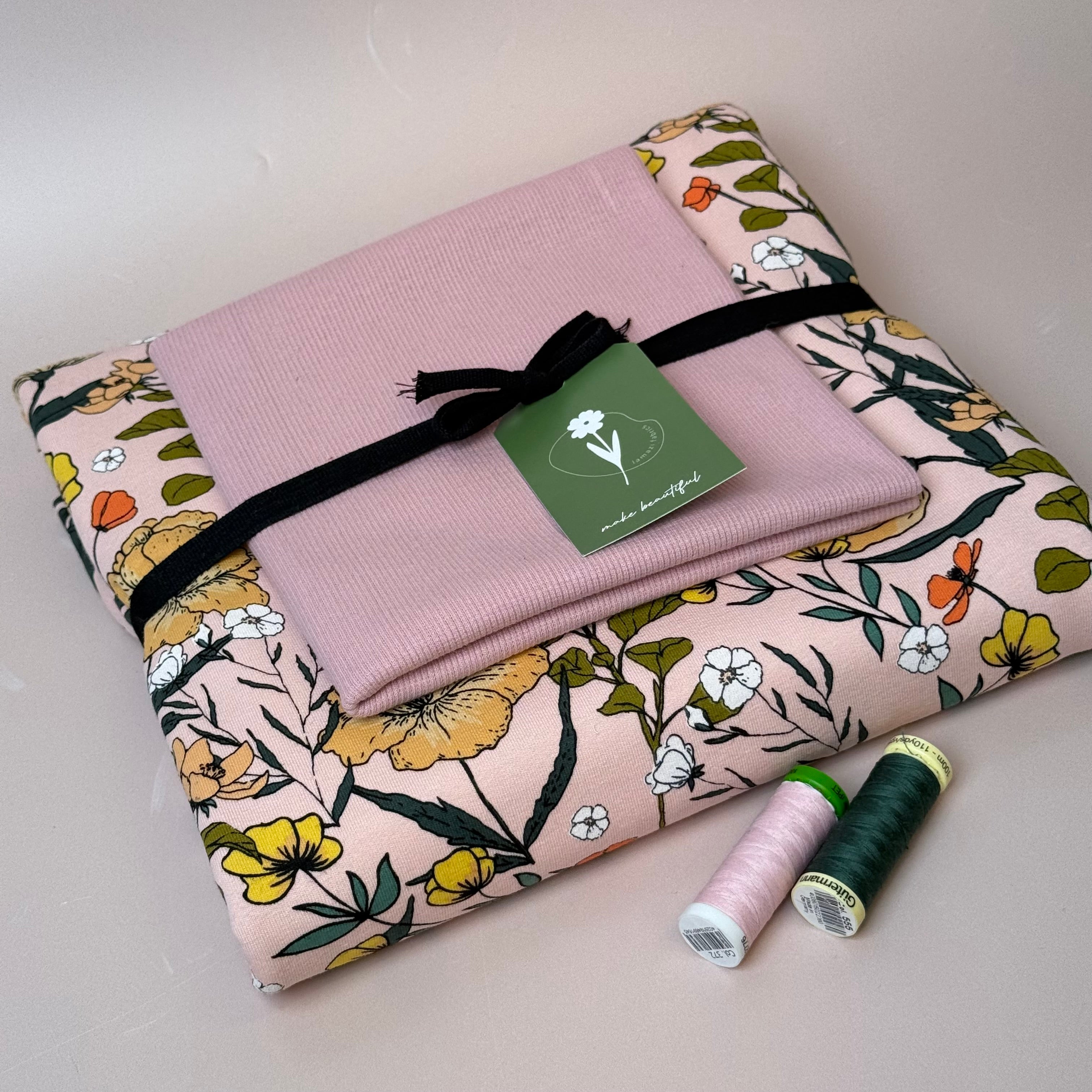 Colour Bundles - Summer Flowers French Terry and Ribbing