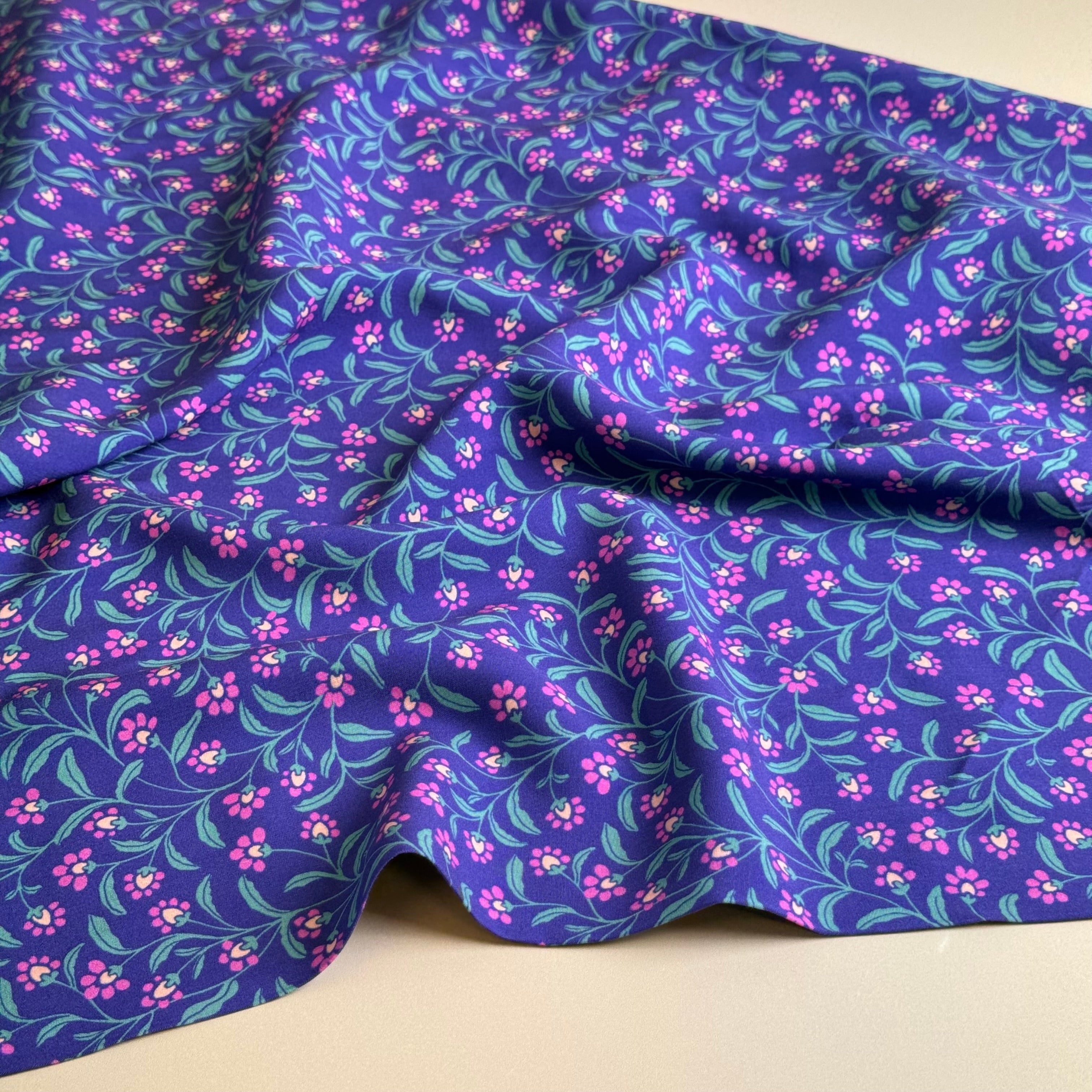 Ditsy Pink Flowers Viscose Fabric