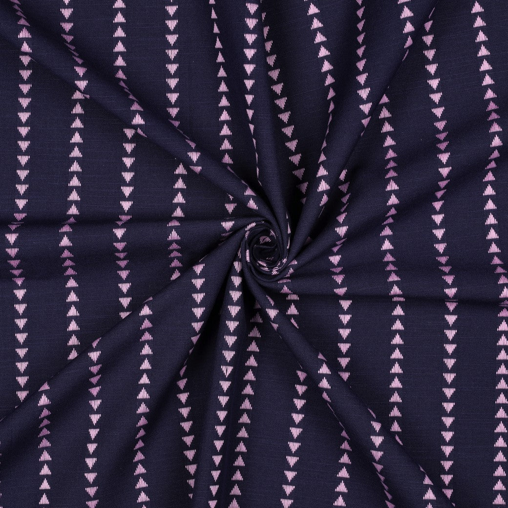Boho Triangles Navy Yarn Dyed Cotton Jacquard