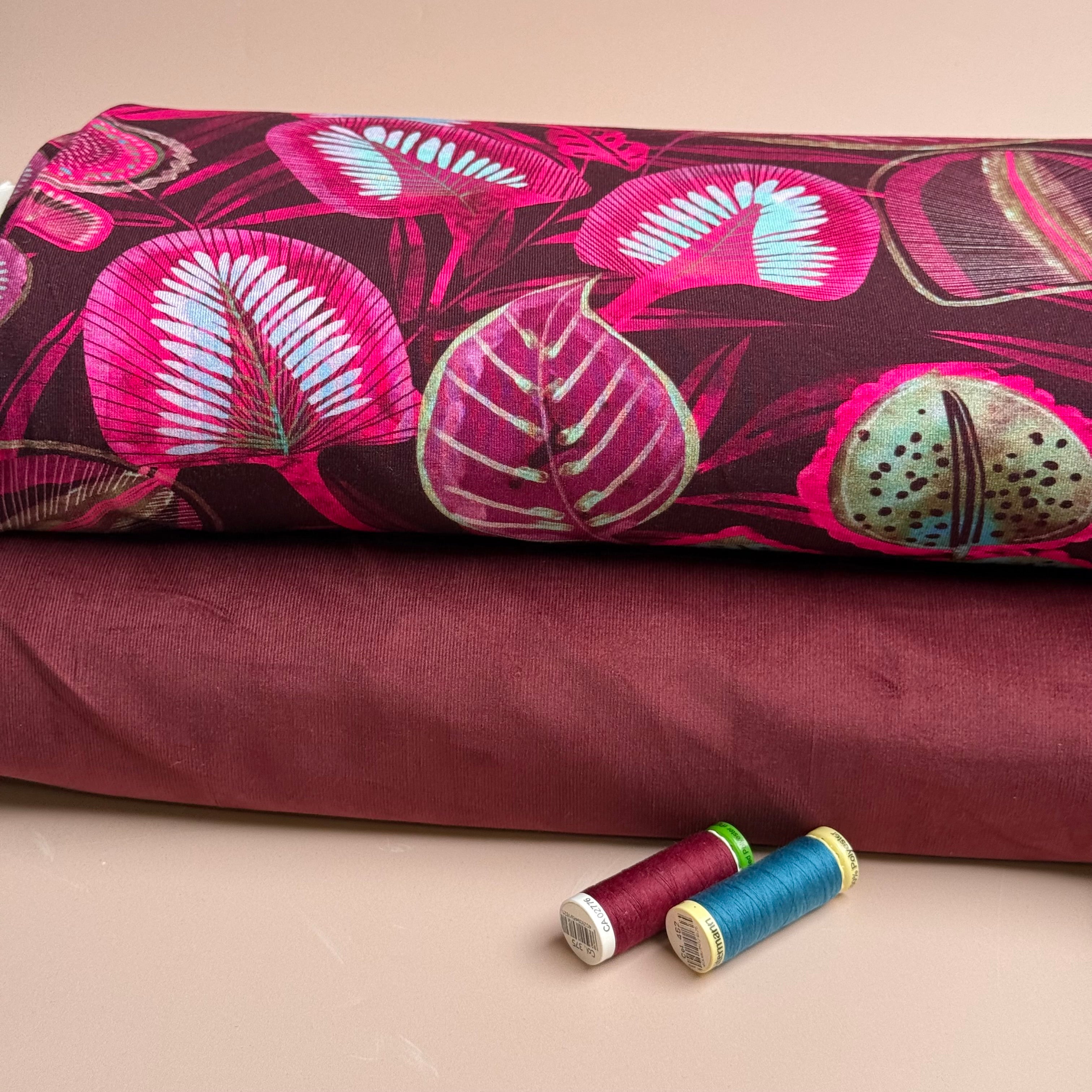 28 Wale Cotton Needlecord in Burgundy with Stretch