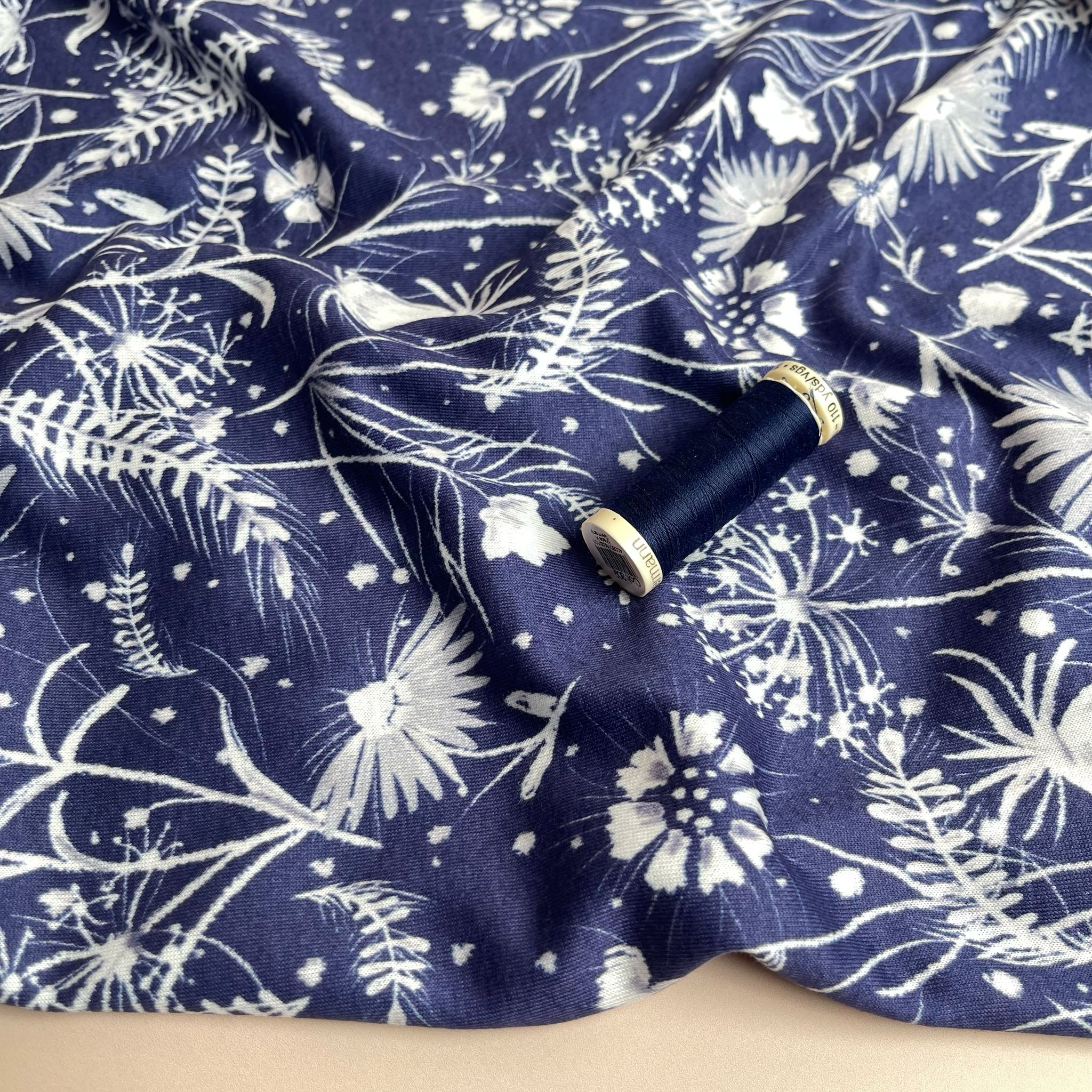 Midnight Meadow Pure Cotton Jersey Fabric