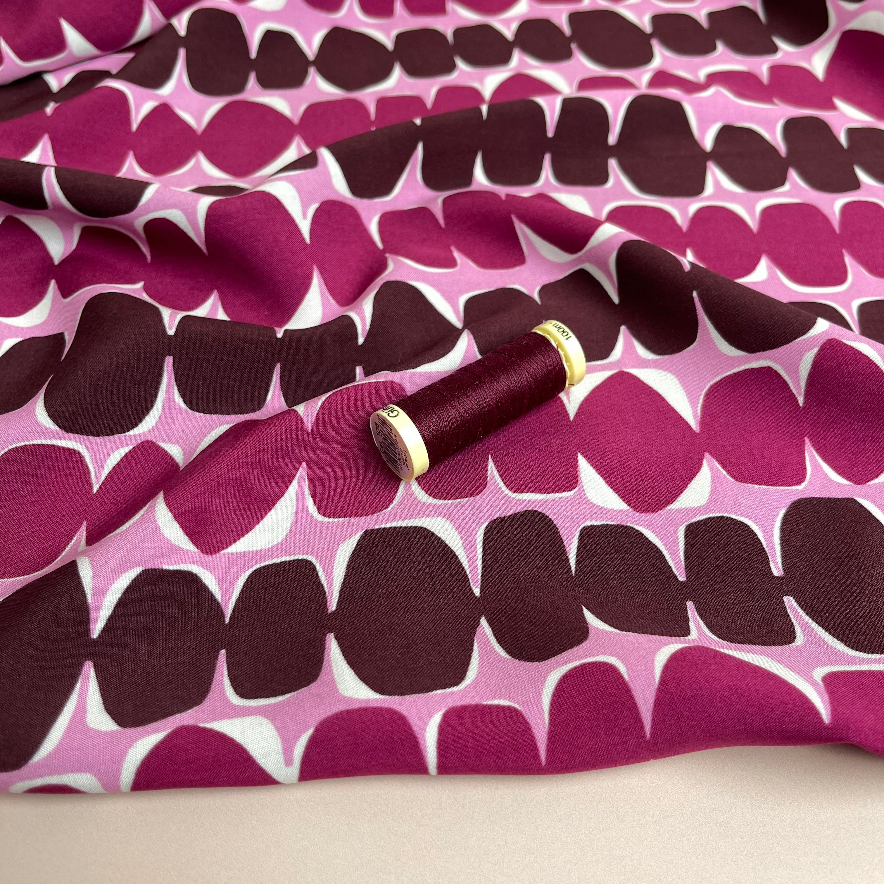 Stacked Pebbles Plum LENZING™ ECOVERO™ Viscose Fabric