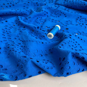 Sweet Vines Royal Blue Cotton Broderie Anglaise Fabric