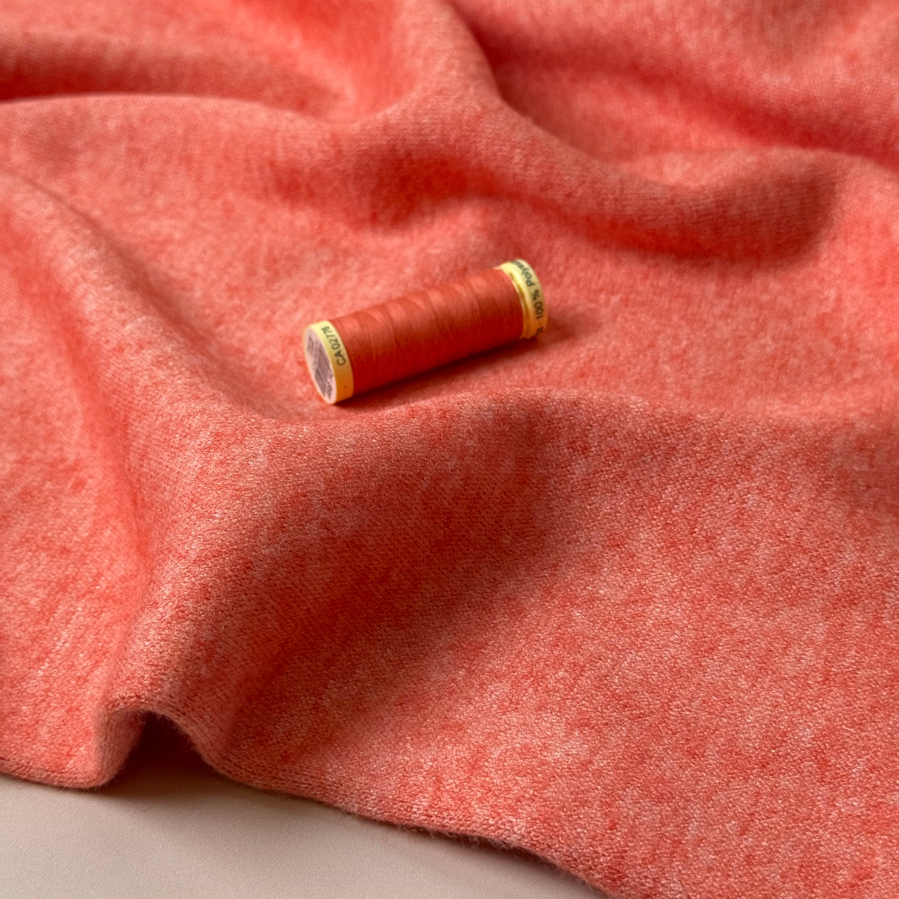 Snug Viscose Blend Sweater Knit in Coral Melange