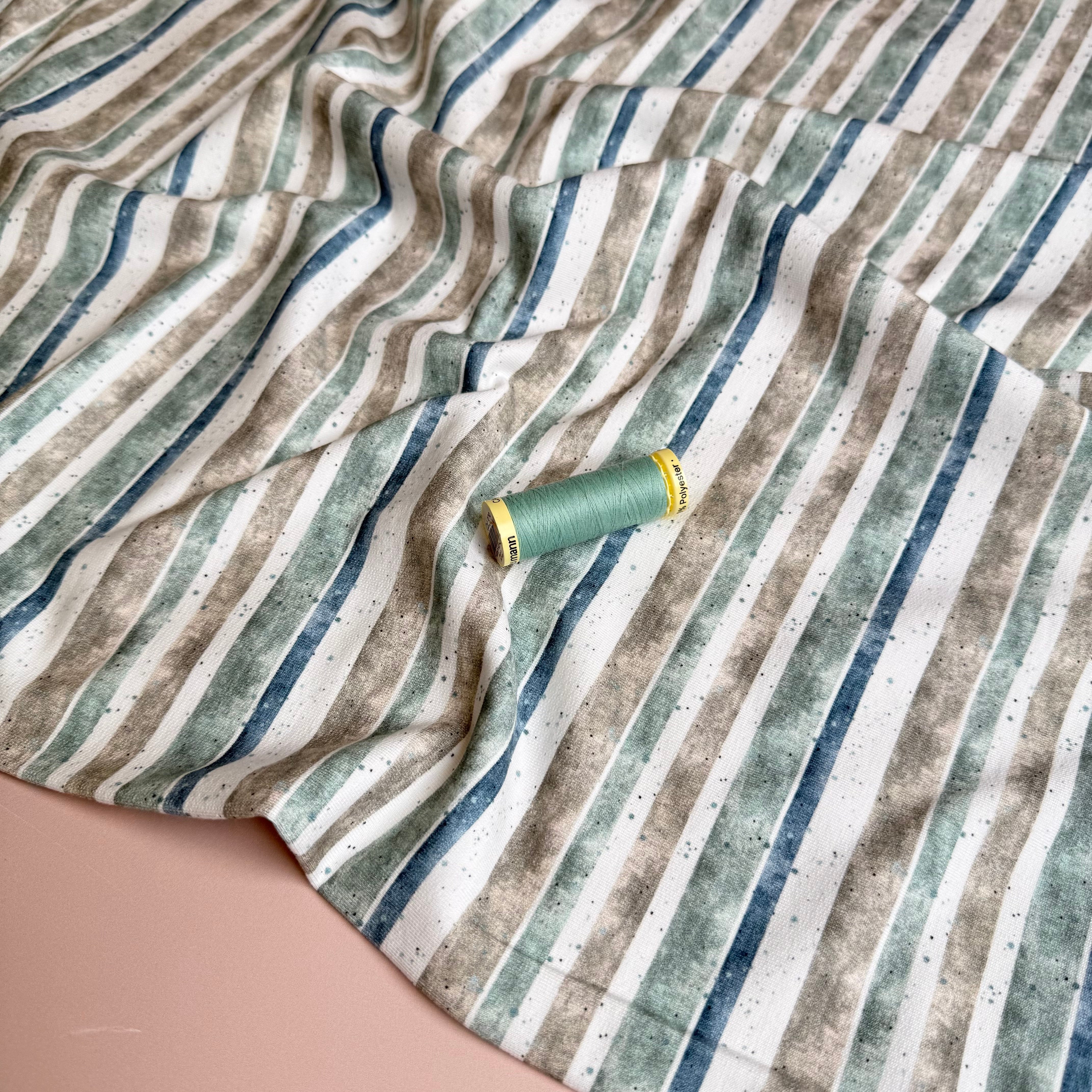 Stripes & Speckles Soft Cotton Sweat-shirting Fabric