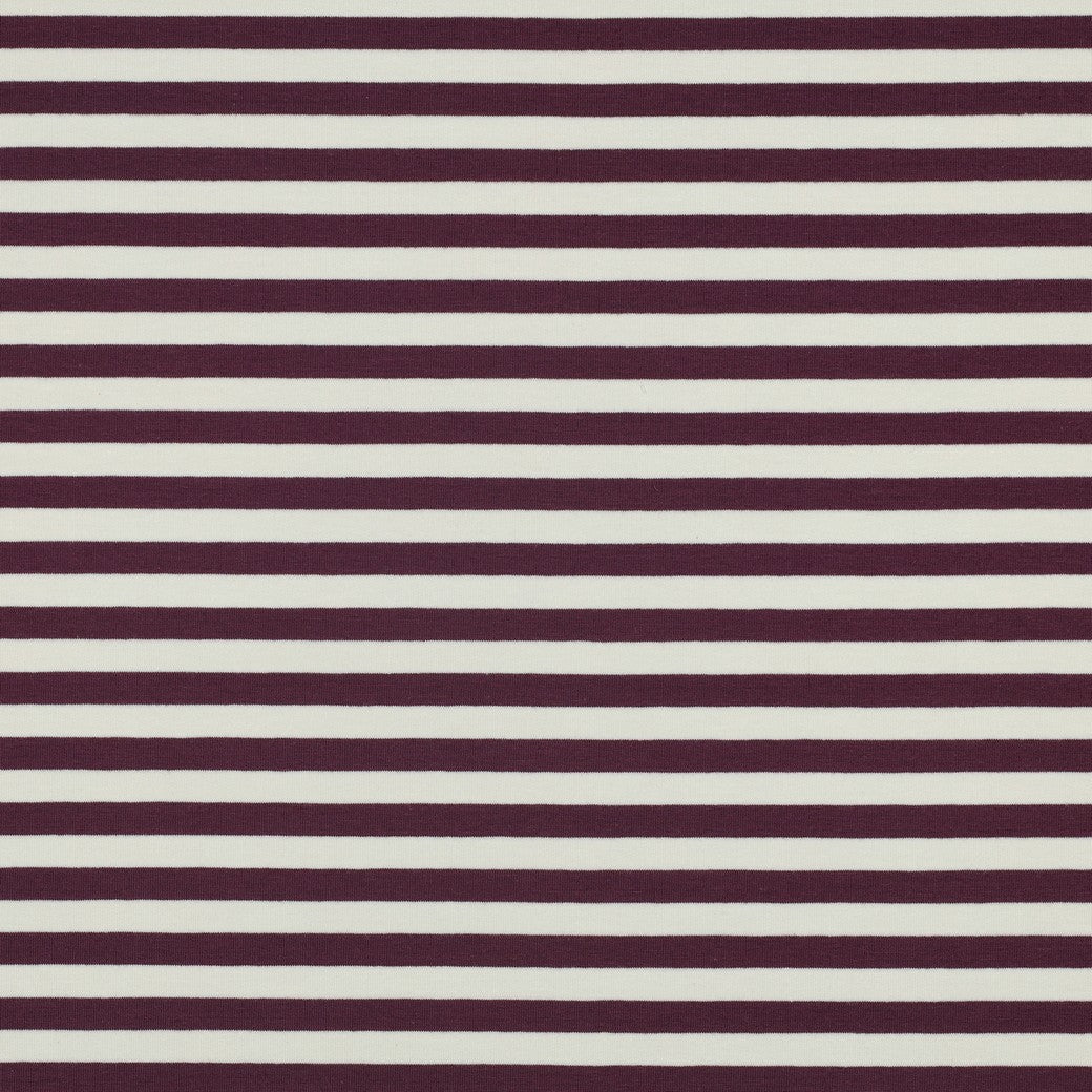 Yarn Dyed Aubergine Stripes Looped Back Cotton French Terry