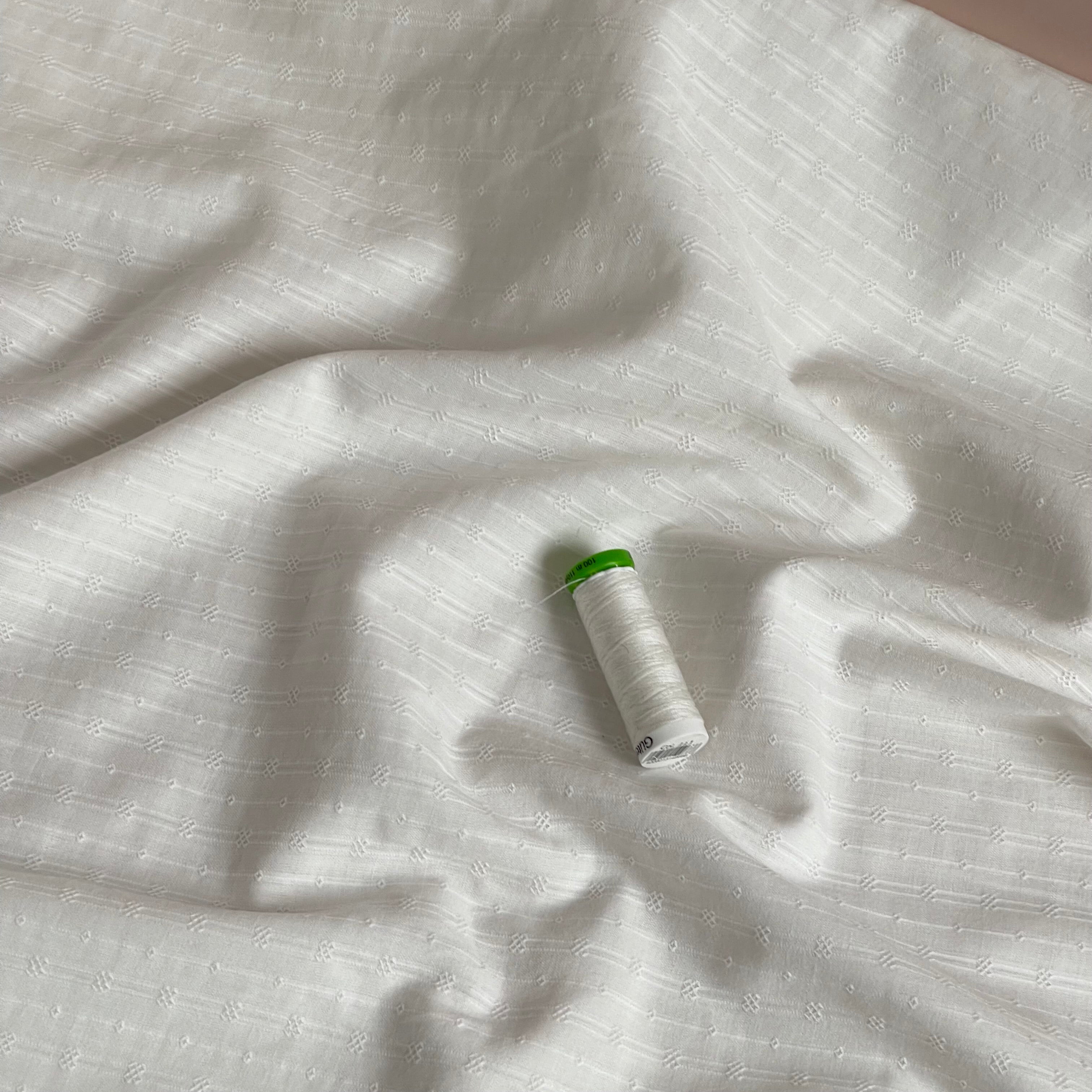 Lace Stripes in Off-white Cotton Fabric