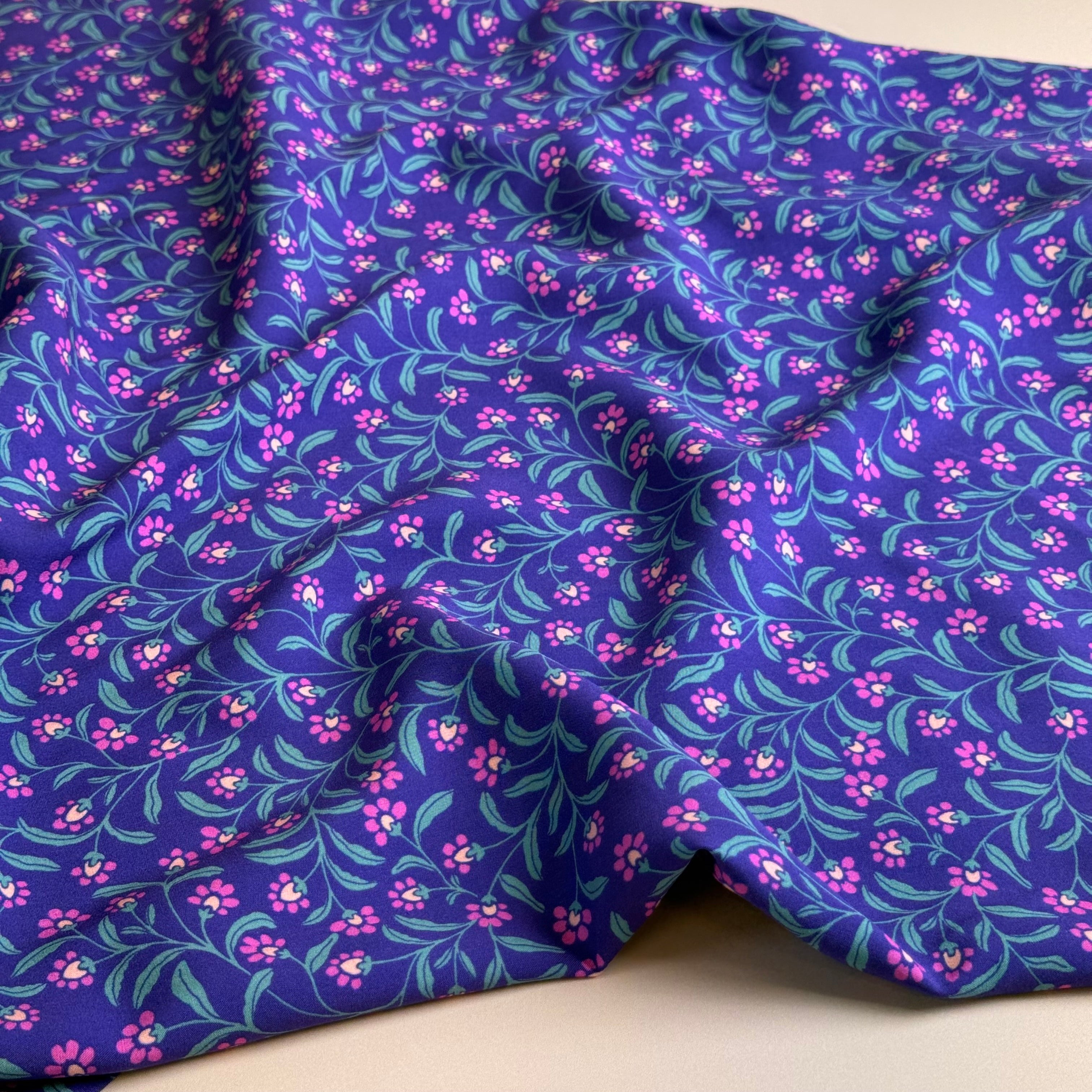 Ditsy Pink Flowers Viscose Fabric