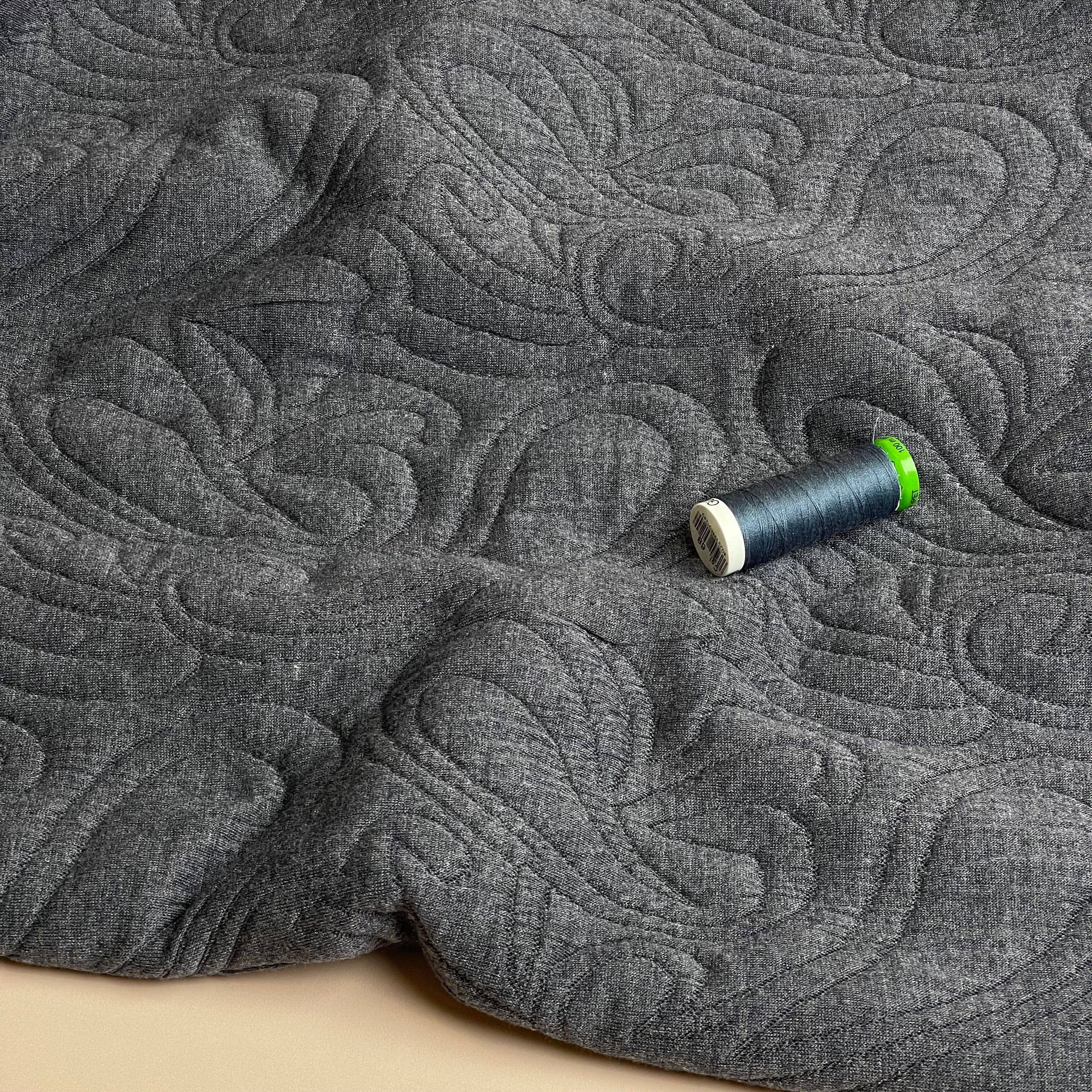 Paisley Jacquard Quilted Knit in Navy