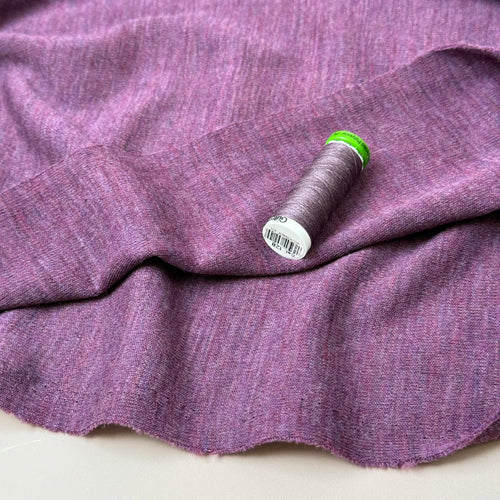 Pure Merino Wool Sweater Knit in Plum Melange