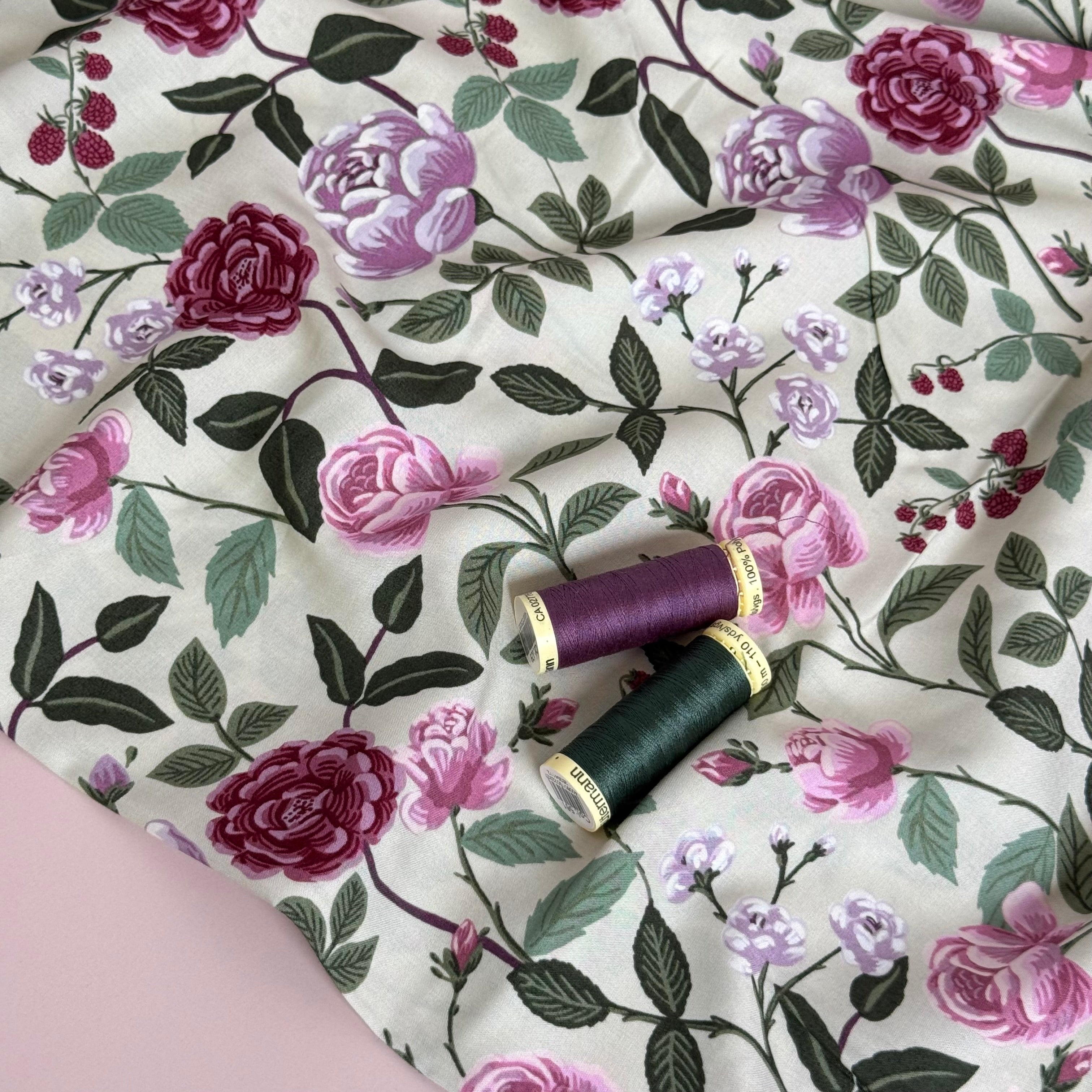 Rifle Paper Co - Roses in Plum Rayon from English Rose