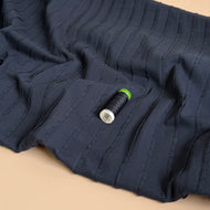 REMNANT 1 Metre - Knitted Frills Navy Cotton Jersey Fabric