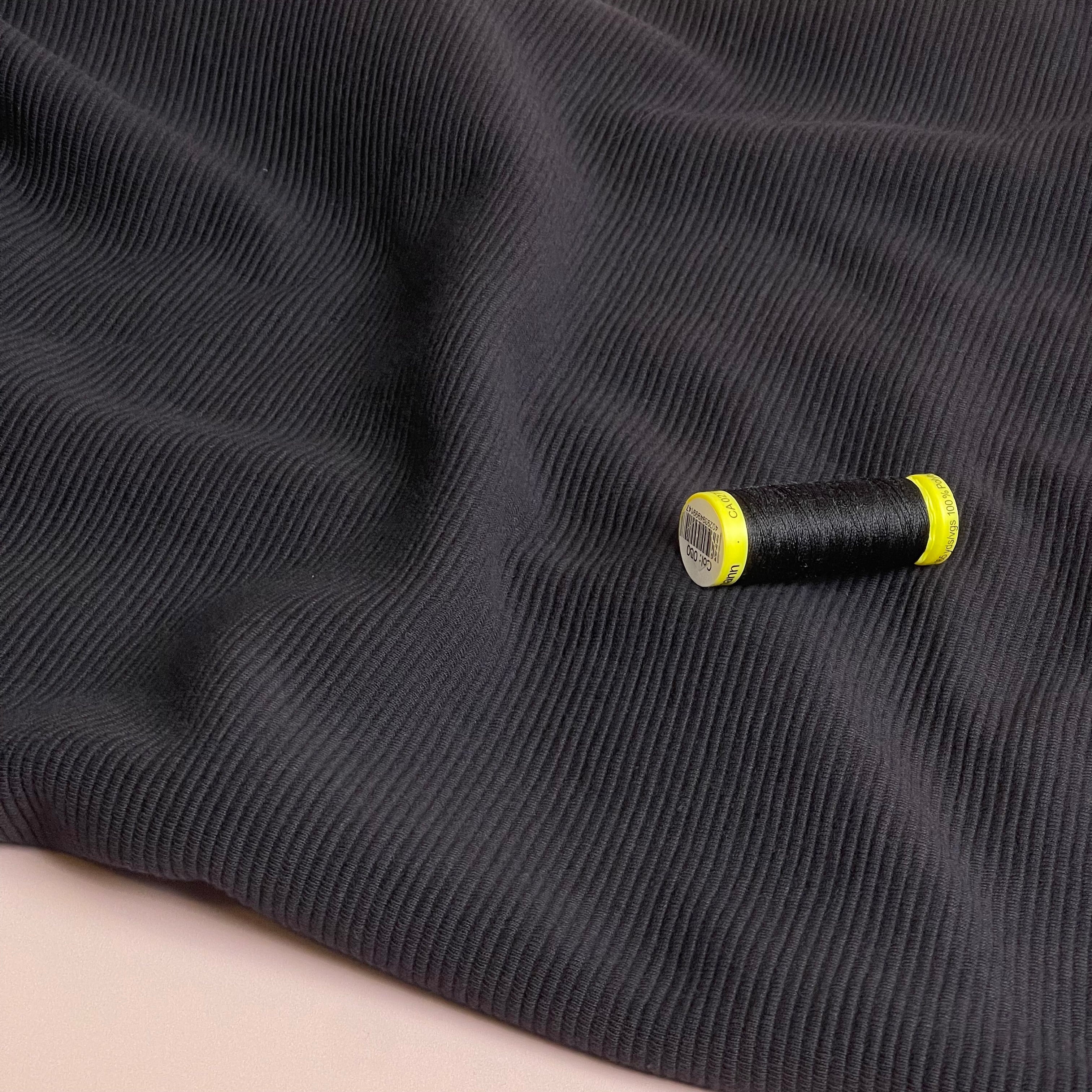 Ottoman Cotton Ribbed Knit in Black