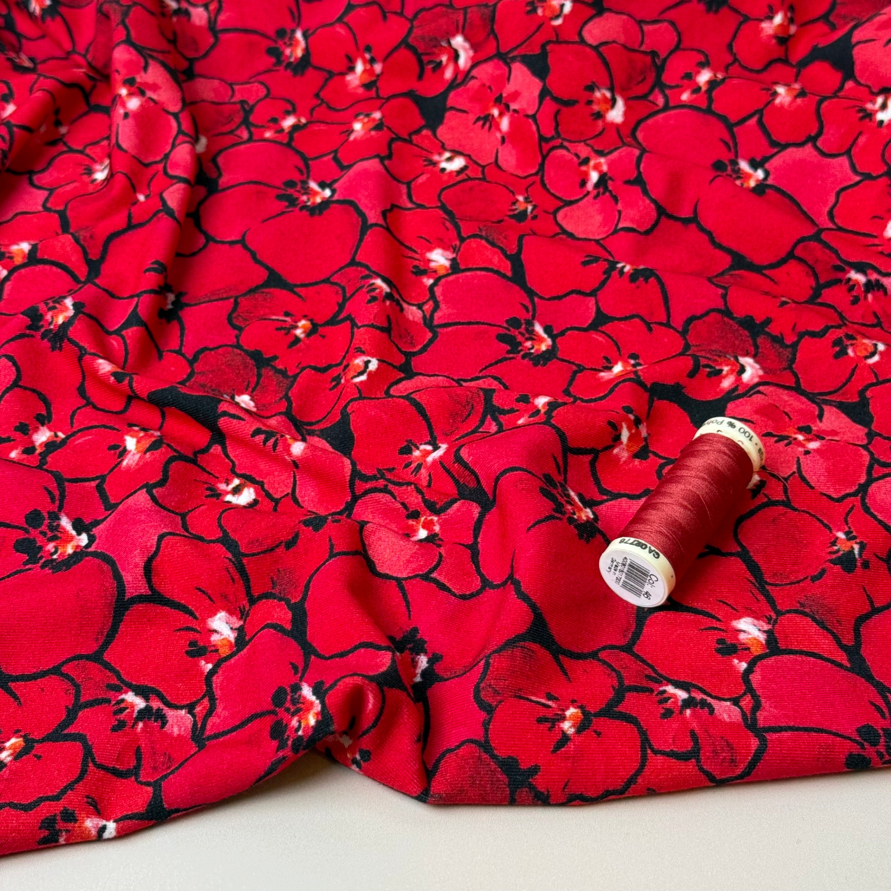 Bold Poppies Viscose Jersey Fabric