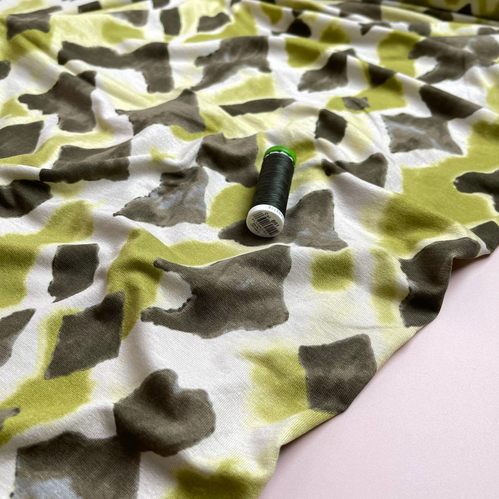 Green Diamonds Viscose Jersey Fabric