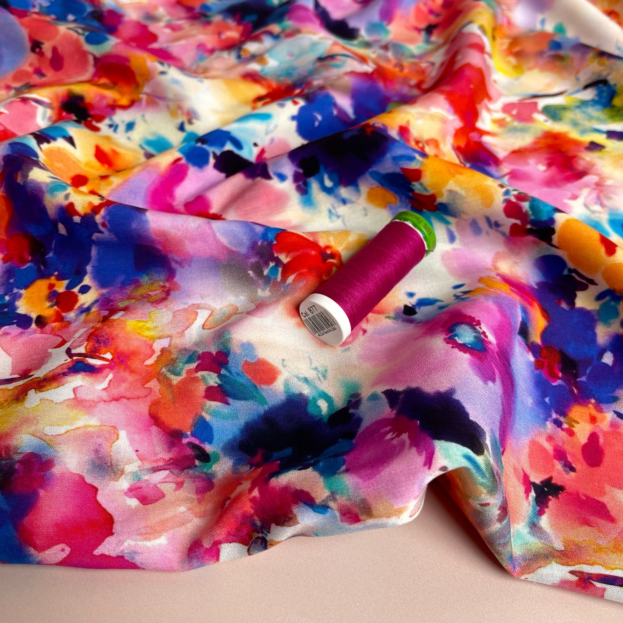 Vibrant Inky Florals Viscose Fabric