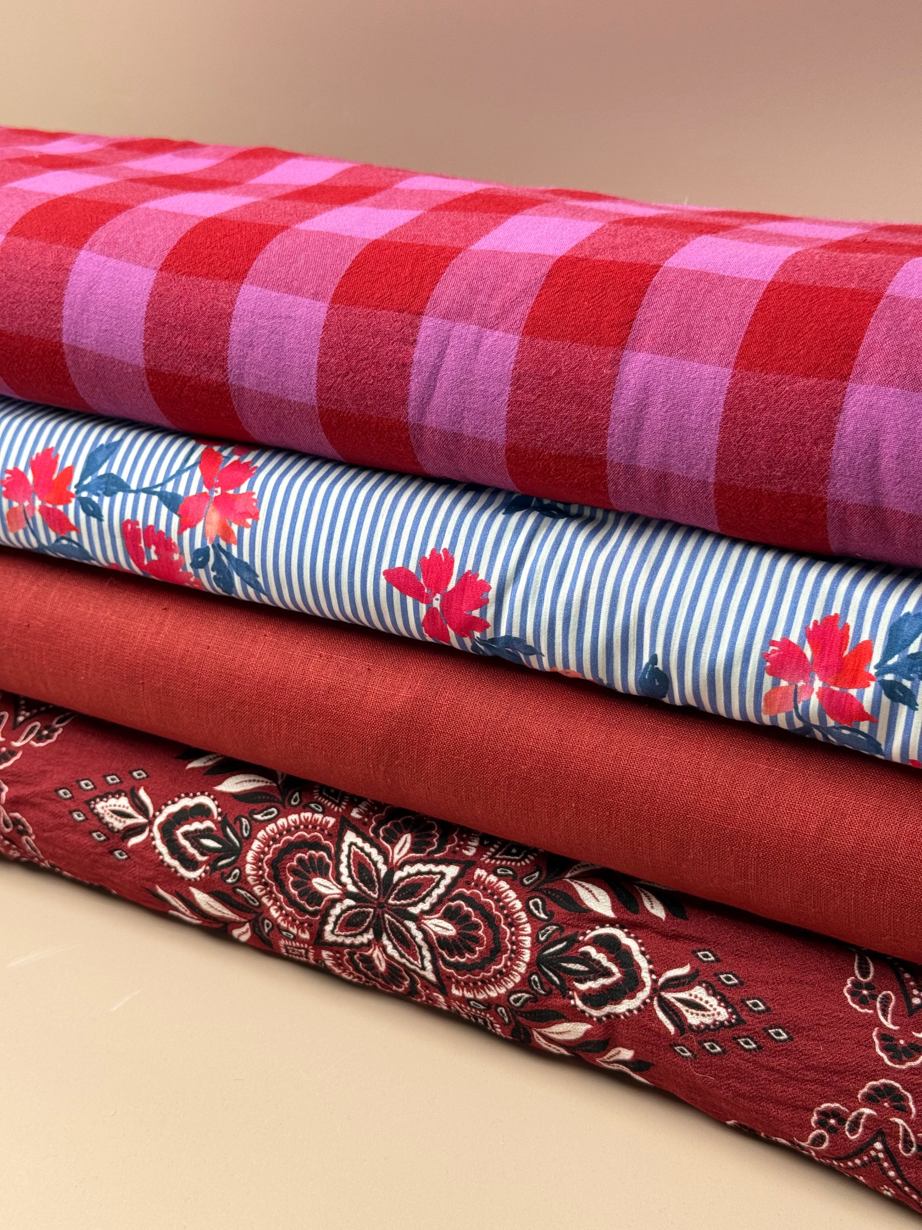 Breeze LIGHT Wine Red - Enzyme Washed Linen Fabric