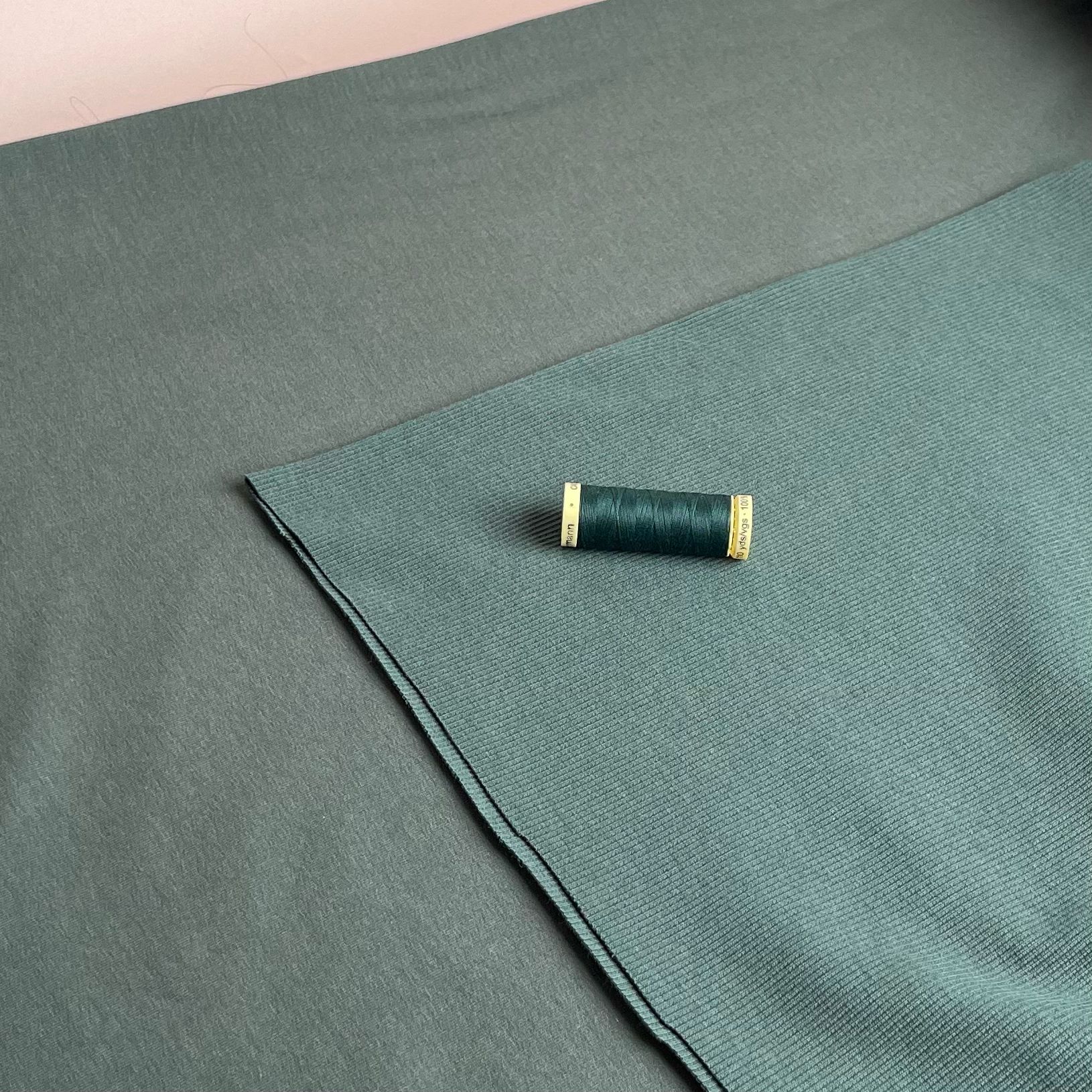 Peach Soft GOTS Organic Cotton Sweat-shirting in Deep Green