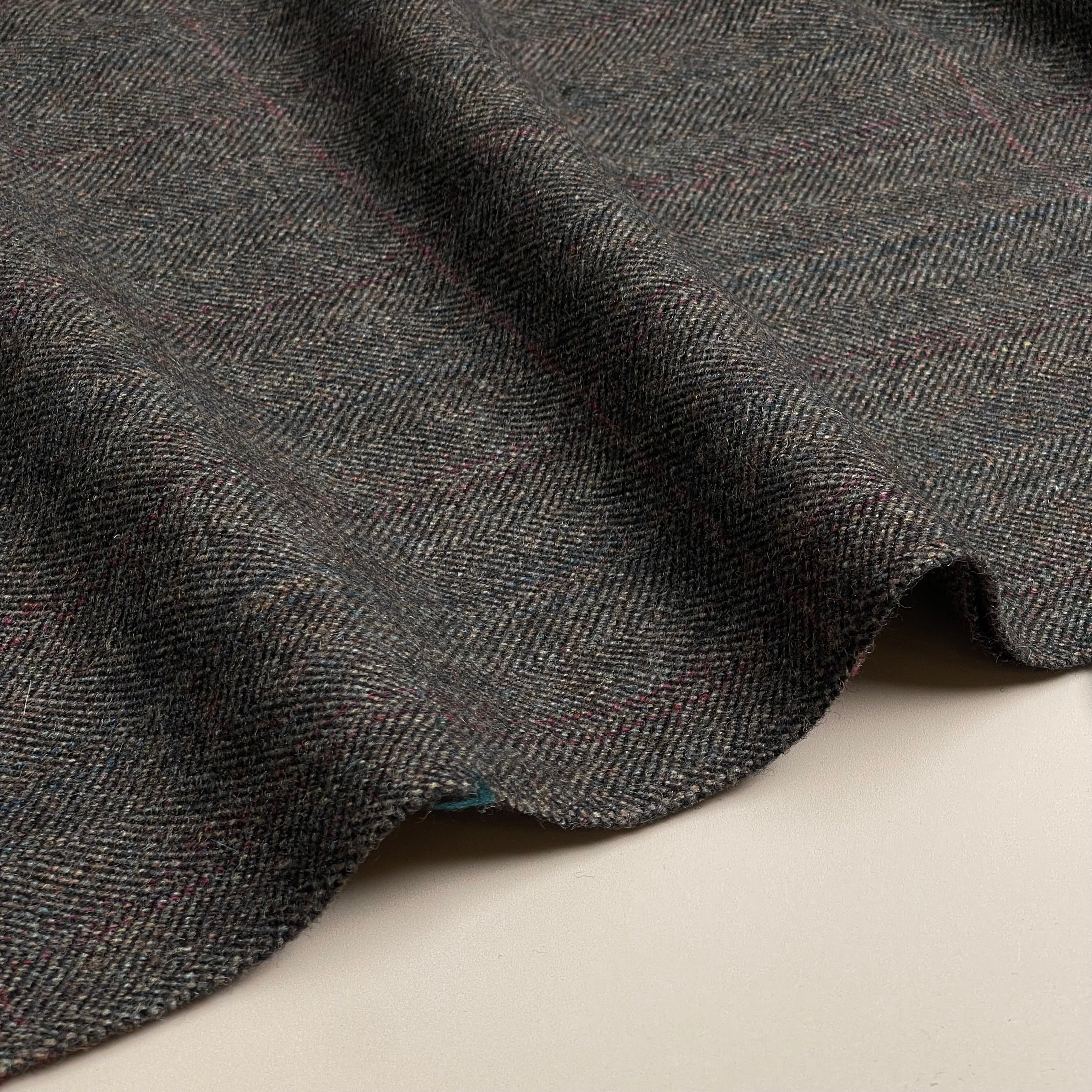 Deadstock Herringbone Dark Brown Soft WoolTweed Coating