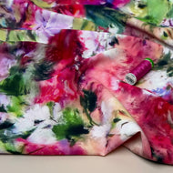 Abstract Watercolour Florals Viscose Poplin Fabric