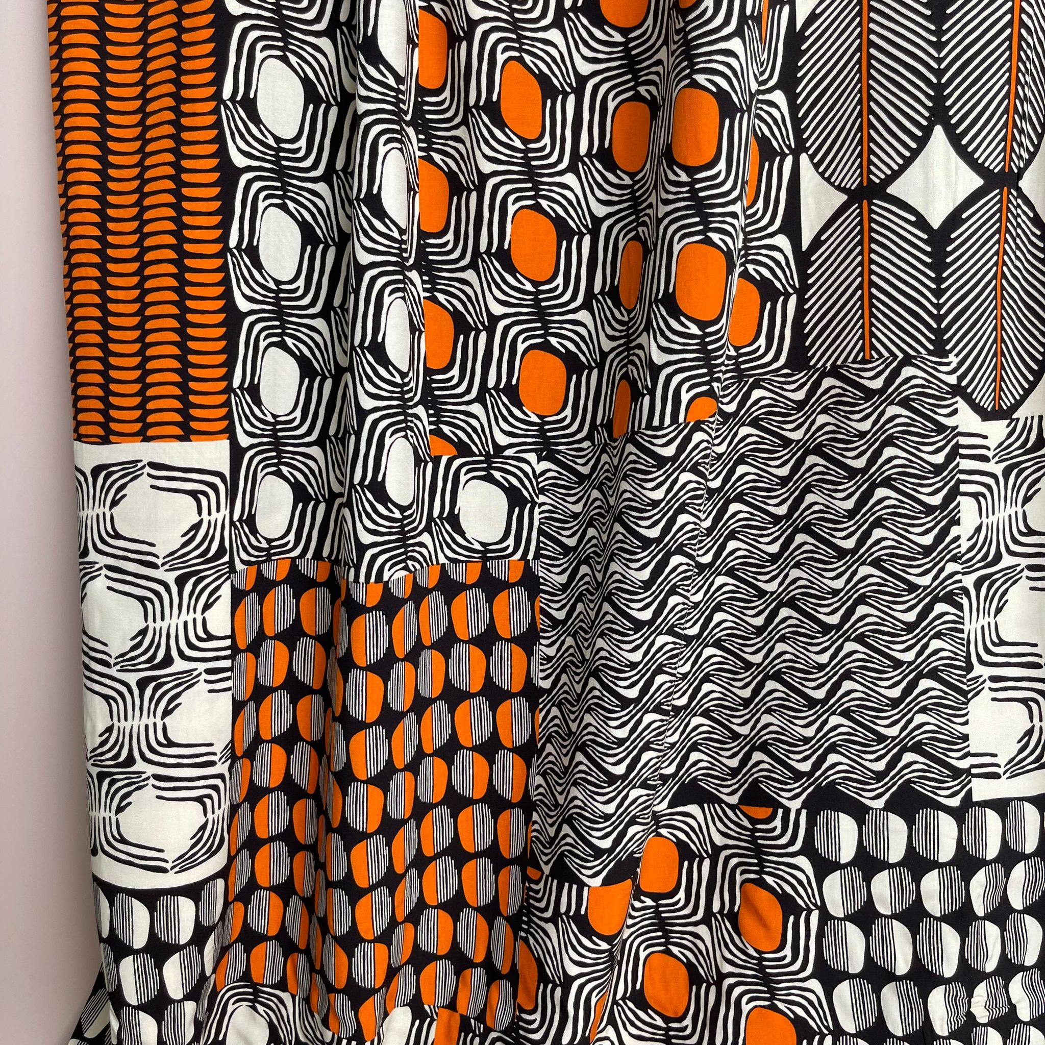 Patchwork Graphics in Orange Viscose Poplin Fabric