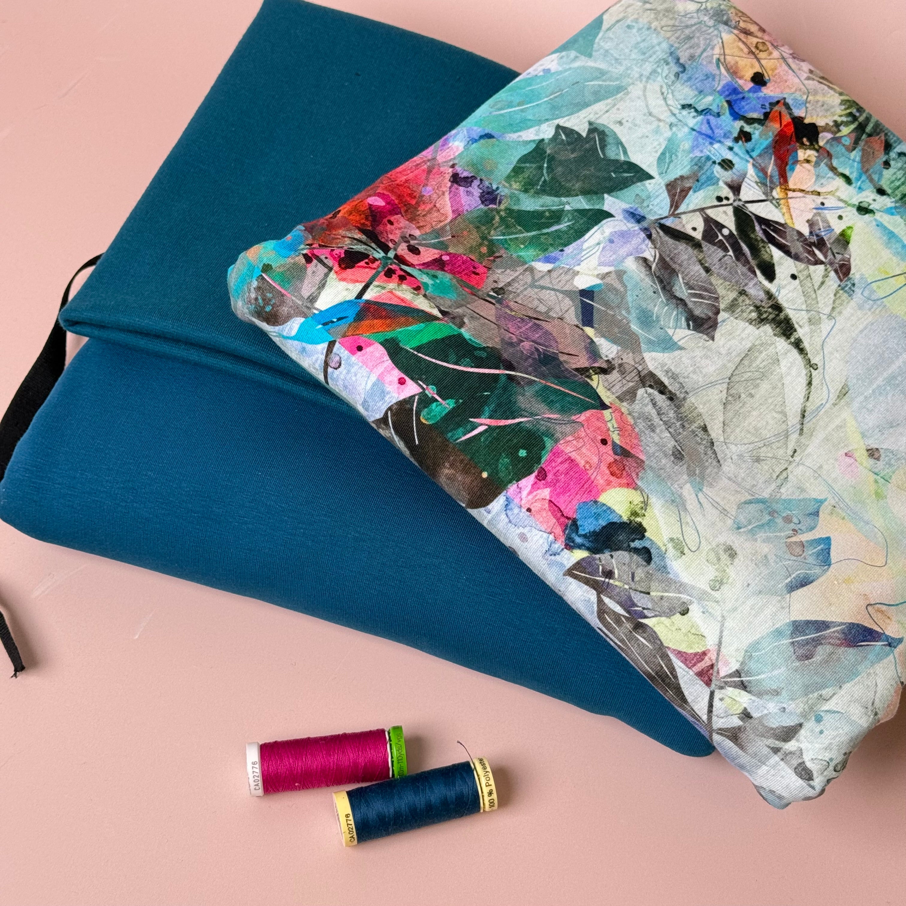 Make an Outfit Colour Bundle - Abstract Cotton Jersey with Sweatshirting & Ribbing