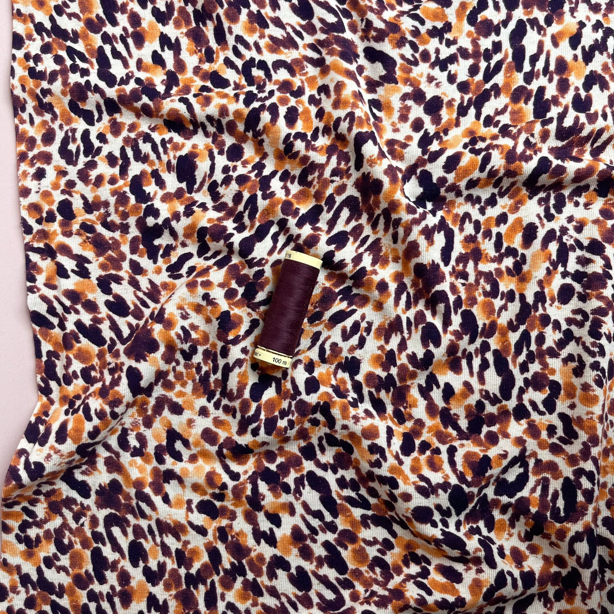 Orange Leopard Linen Cotton Jersey