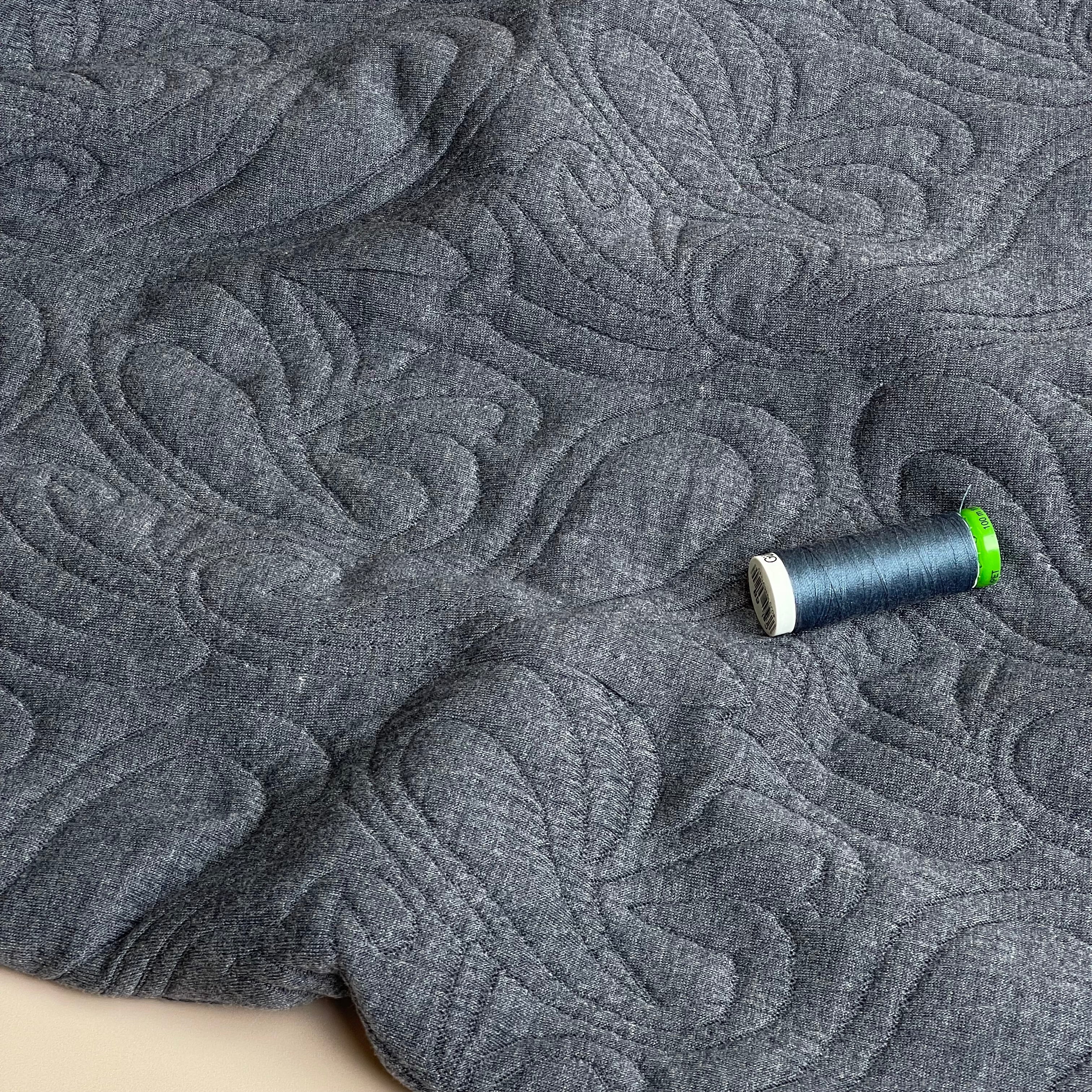 Paisley Jacquard Quilted Knit in Navy