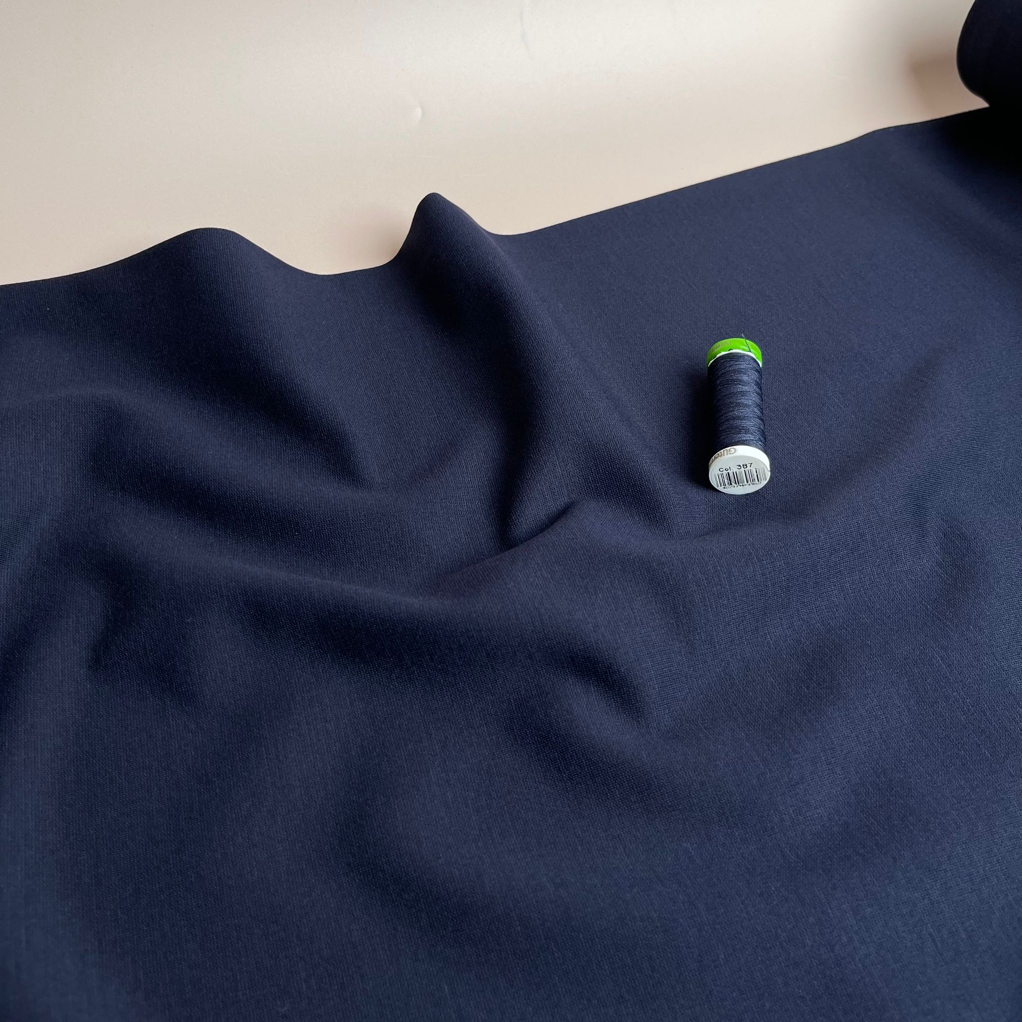 Brushed Viscose Ponte Roma Double Knit Fabric in Navy