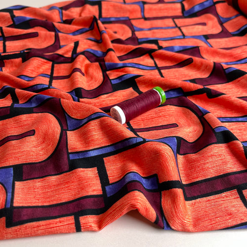 Coral Tubes Viscose Jersey Fabric