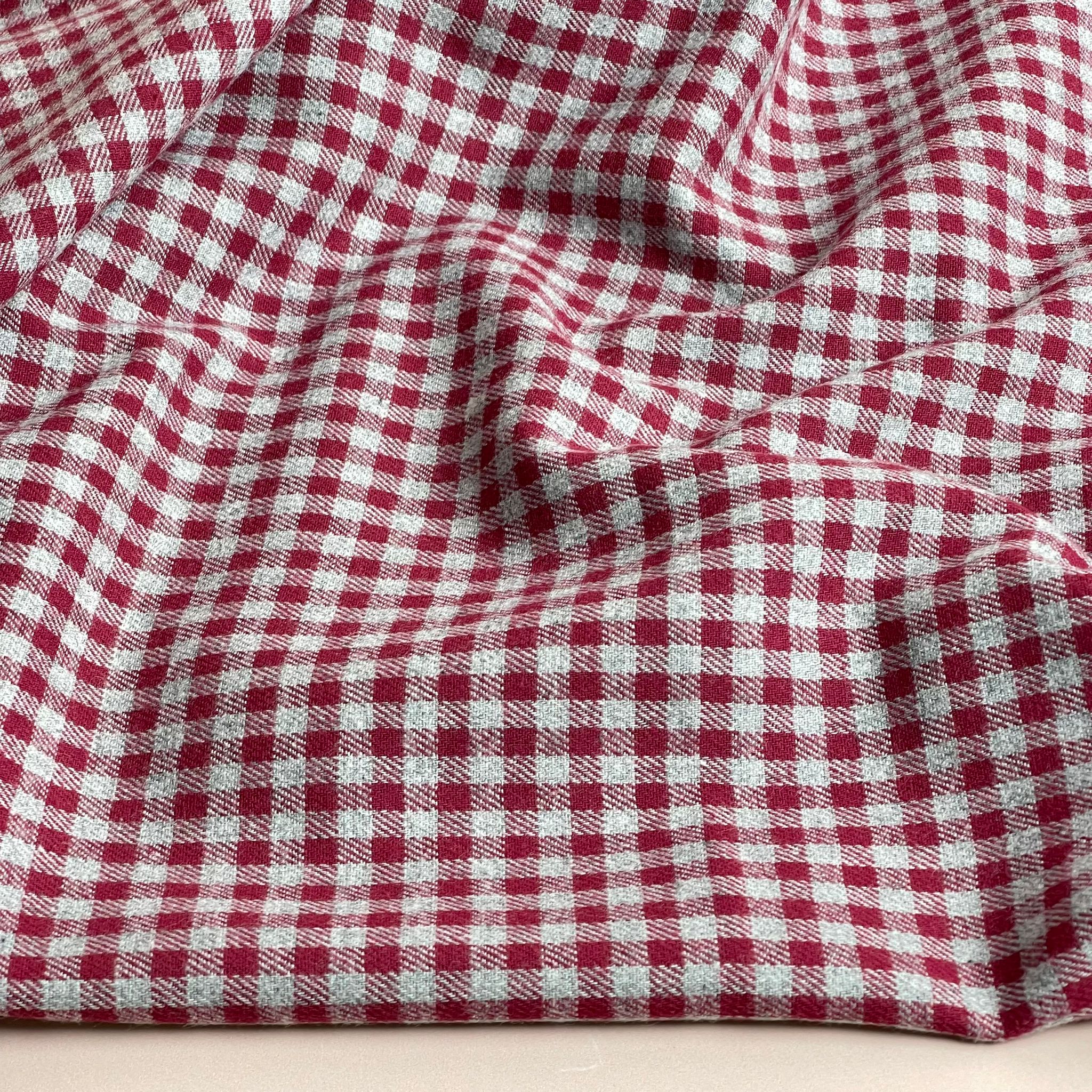 Yarn Dyed Mini Red Gingham Cotton Flannel