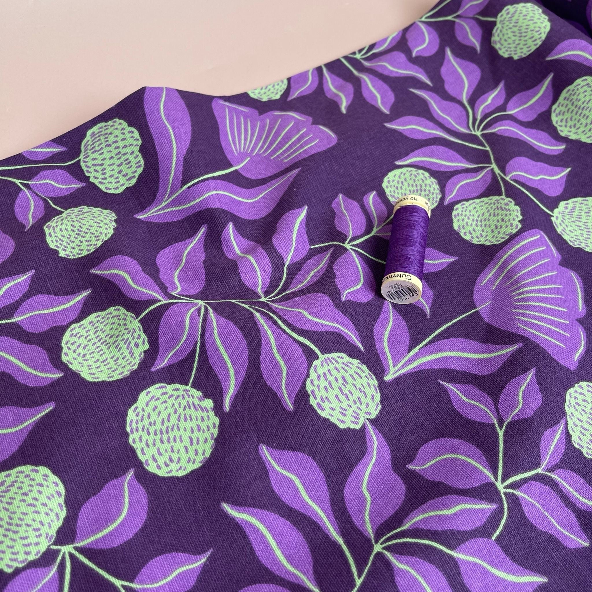 Nerida Hansen - Vines Purple Cotton Canvas Fabric