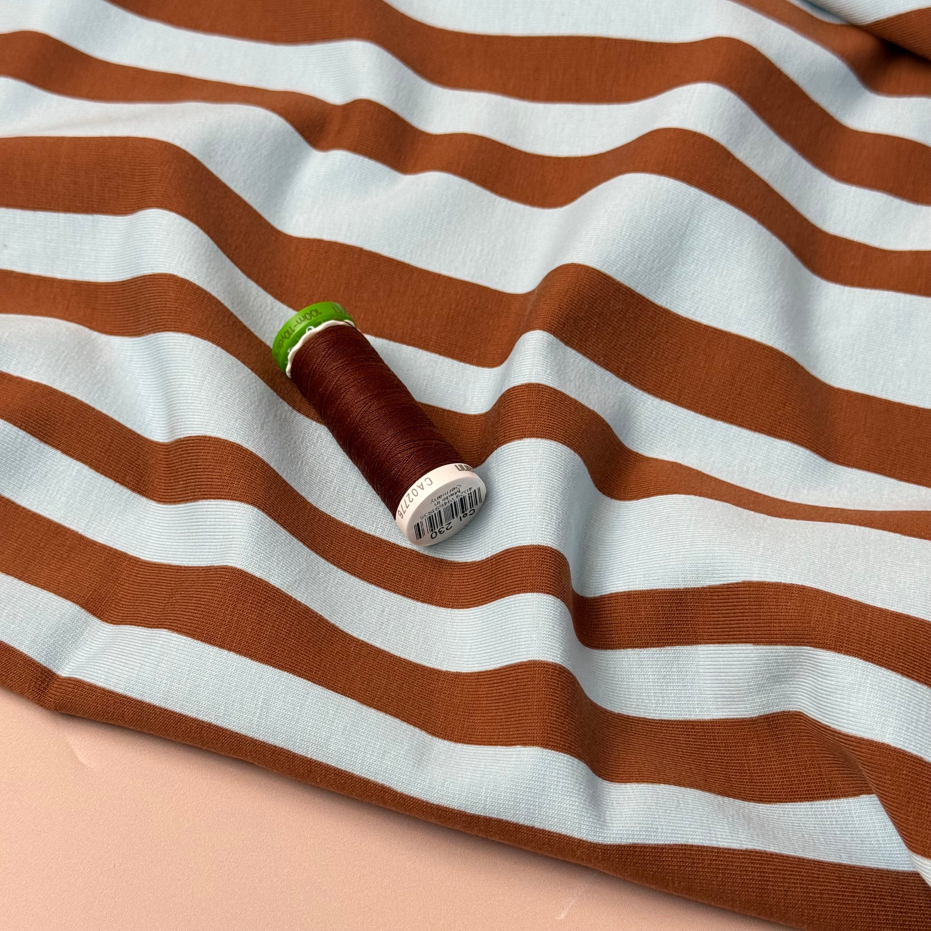Wavy Stripes Brown Organic GOTS Cotton French Terry