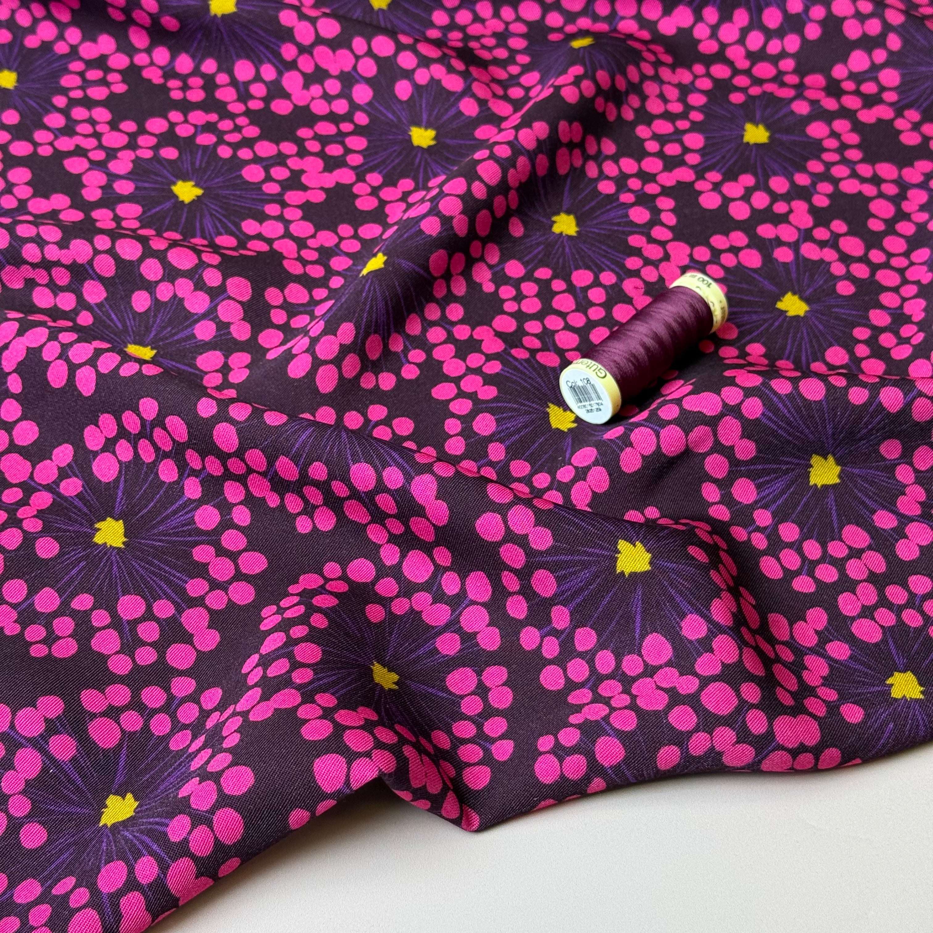 Light & Lush - Pink Dandelions Viscose Twill Fabric