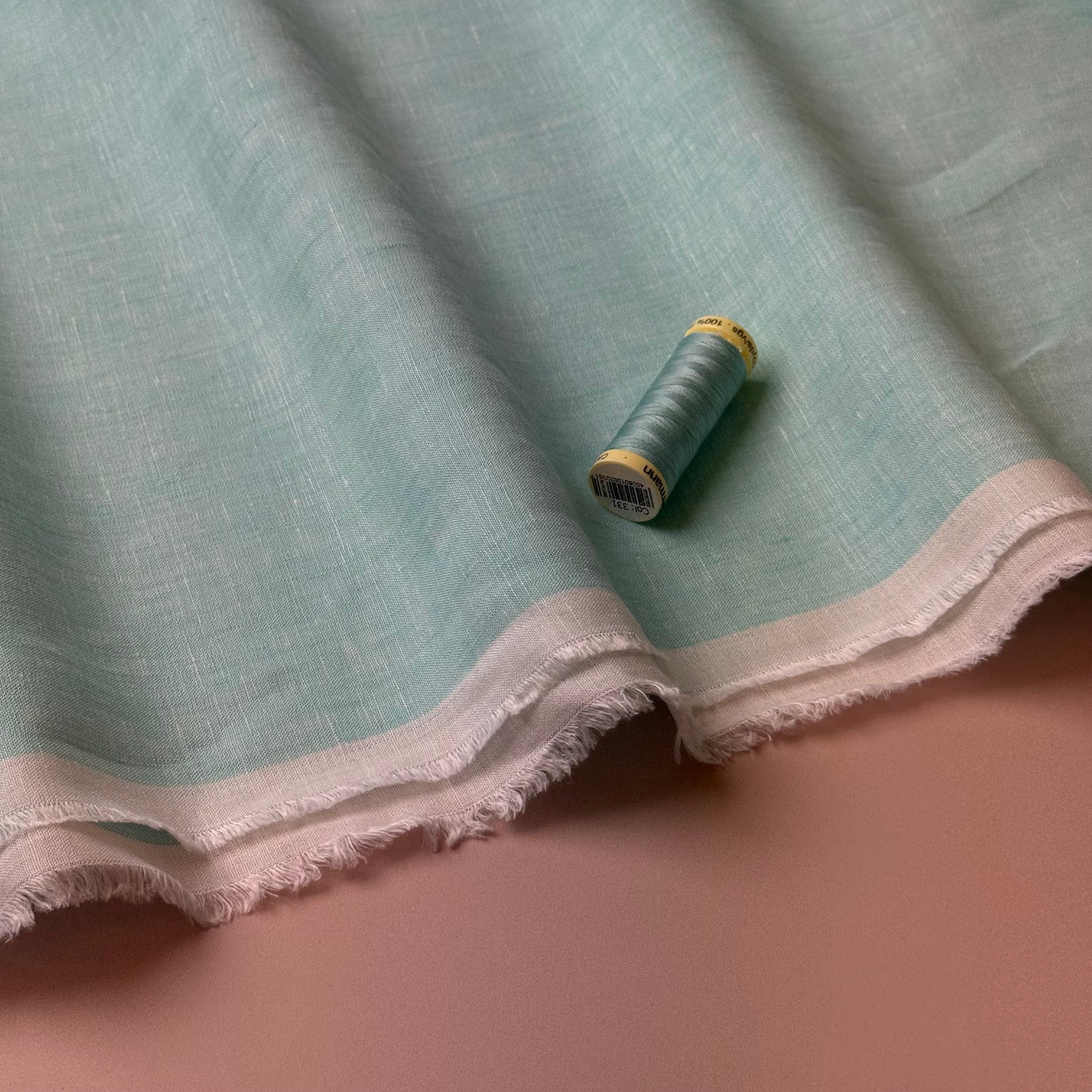 Deadstock - Fine Quality Yarn Dyed Linen Fabric in Mint