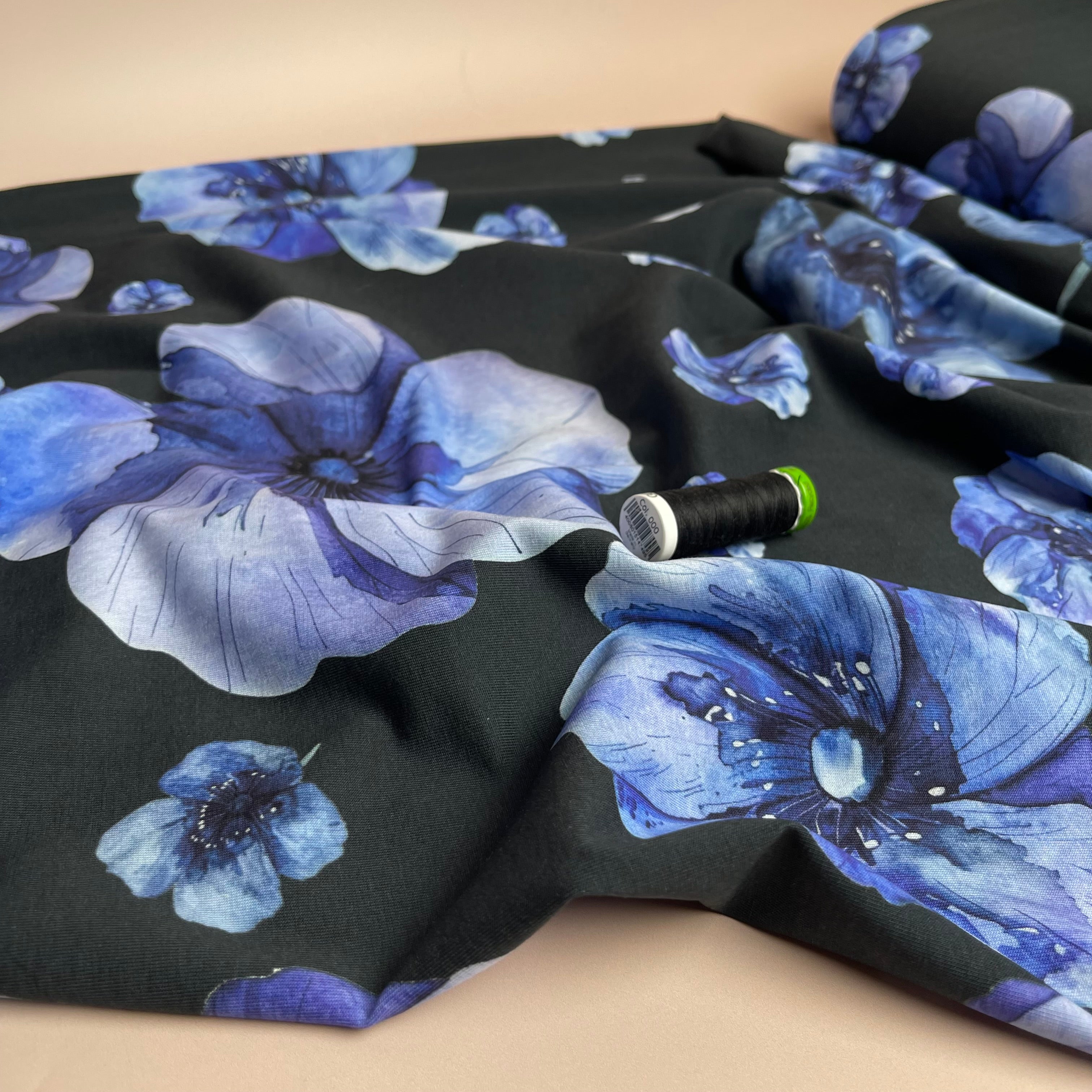 Danish Design - Watercolour Blue Poppy Cotton Jersey