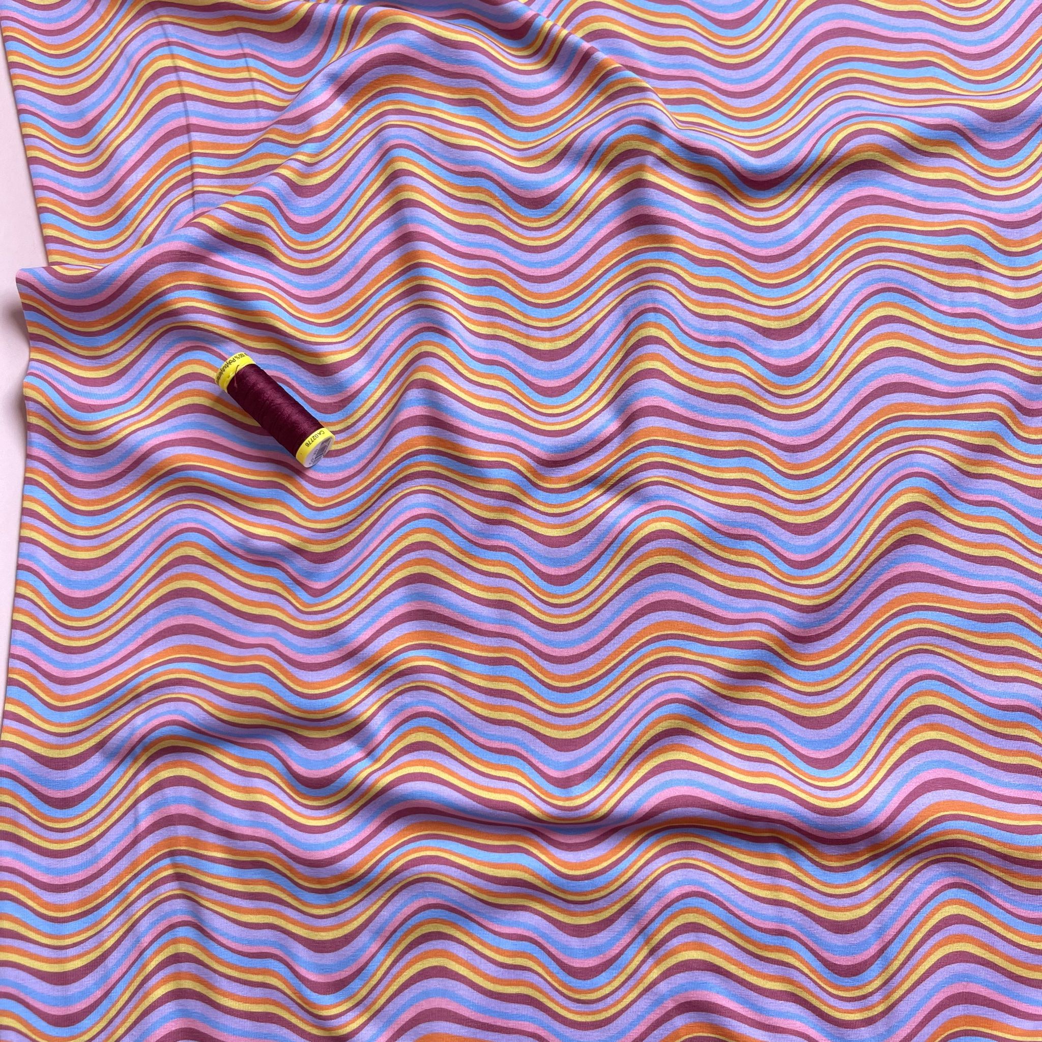 Danish Design - Rainbow Waves Cotton Jersey Fabric