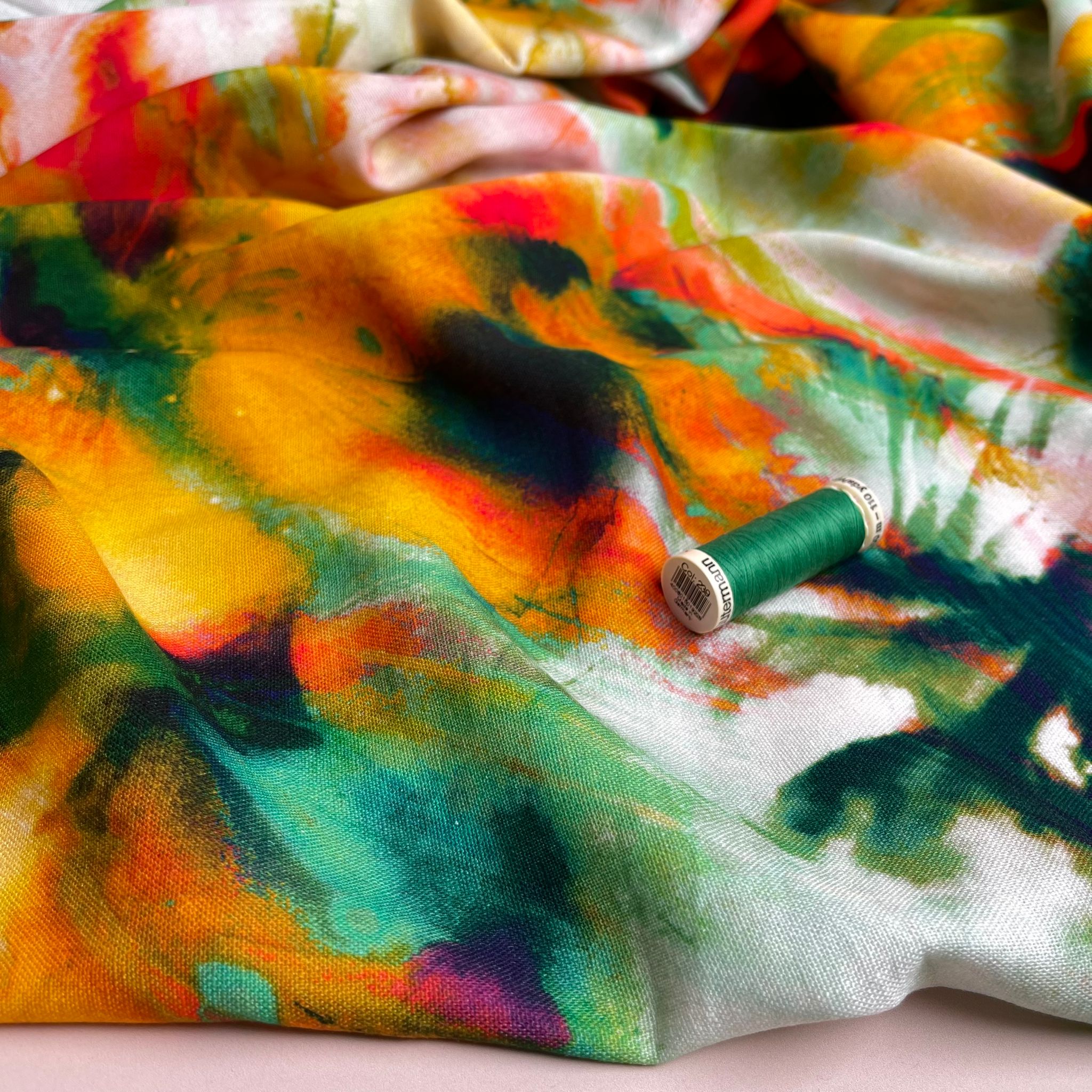 Bold Spring Blooms Viscose Linen Fabric