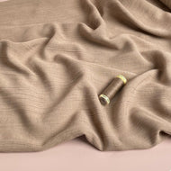 Crinkle Viscose Linen Blend Fabric in Biscuit Beige