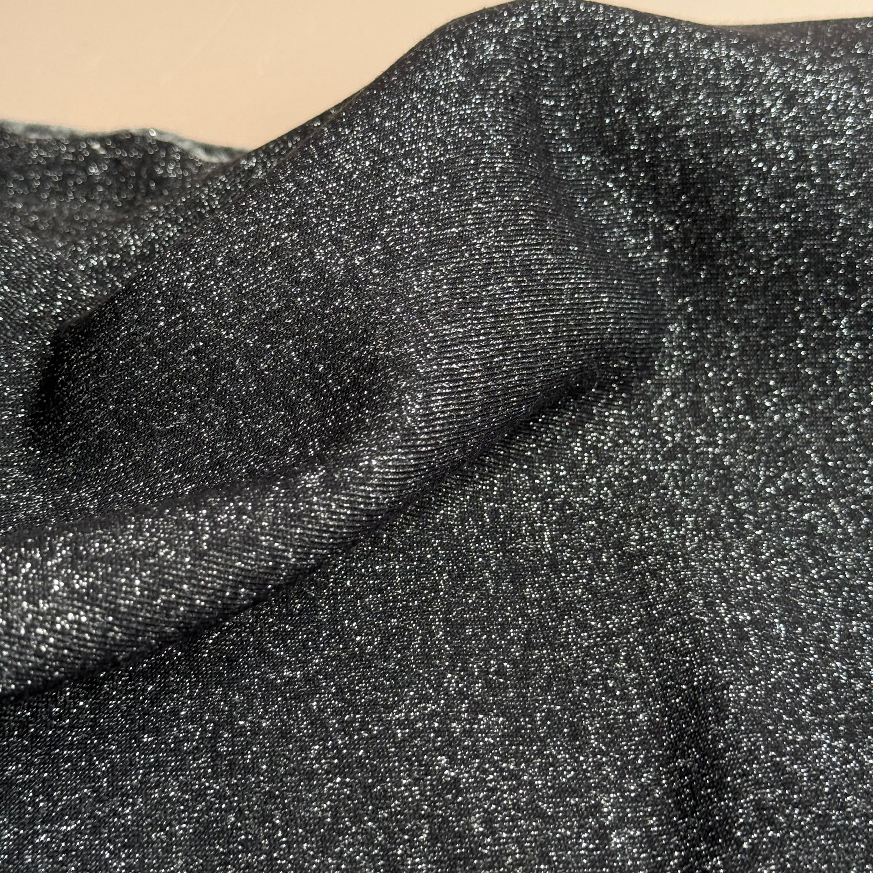 Sparkle Black & Silver Cotton Sweat-Shirting with Lurex