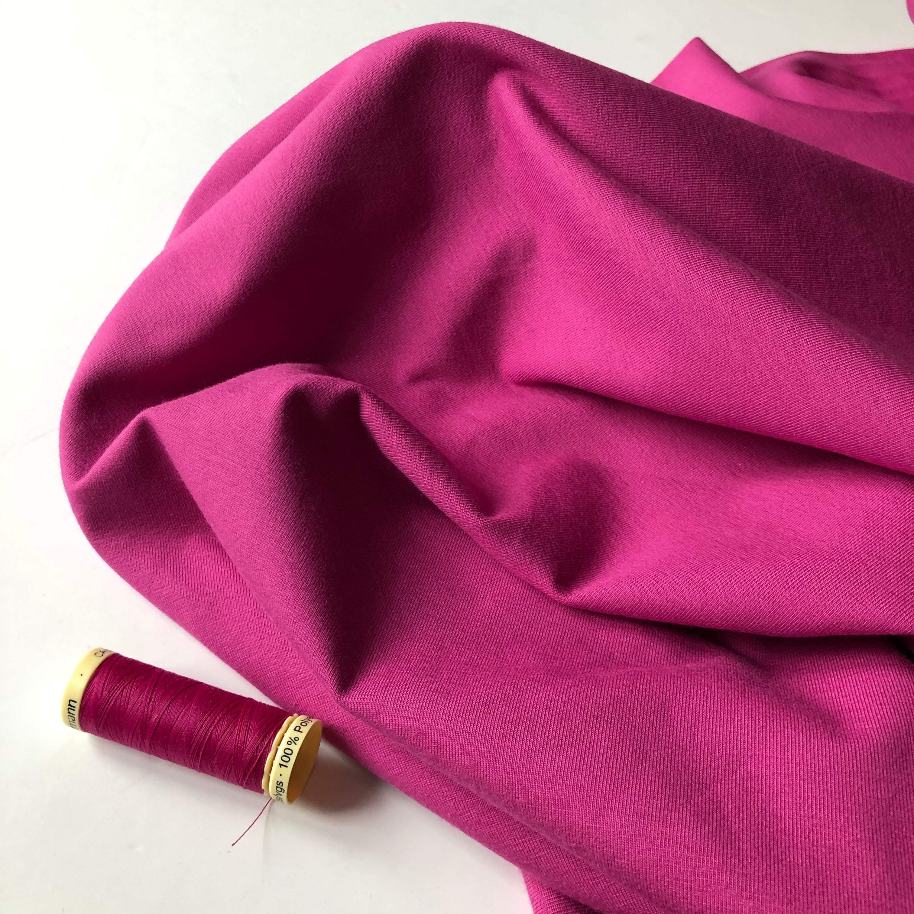 REMNANT 0.58 Metre - Essential Chic Soft Magenta Cotton Jersey Fabric