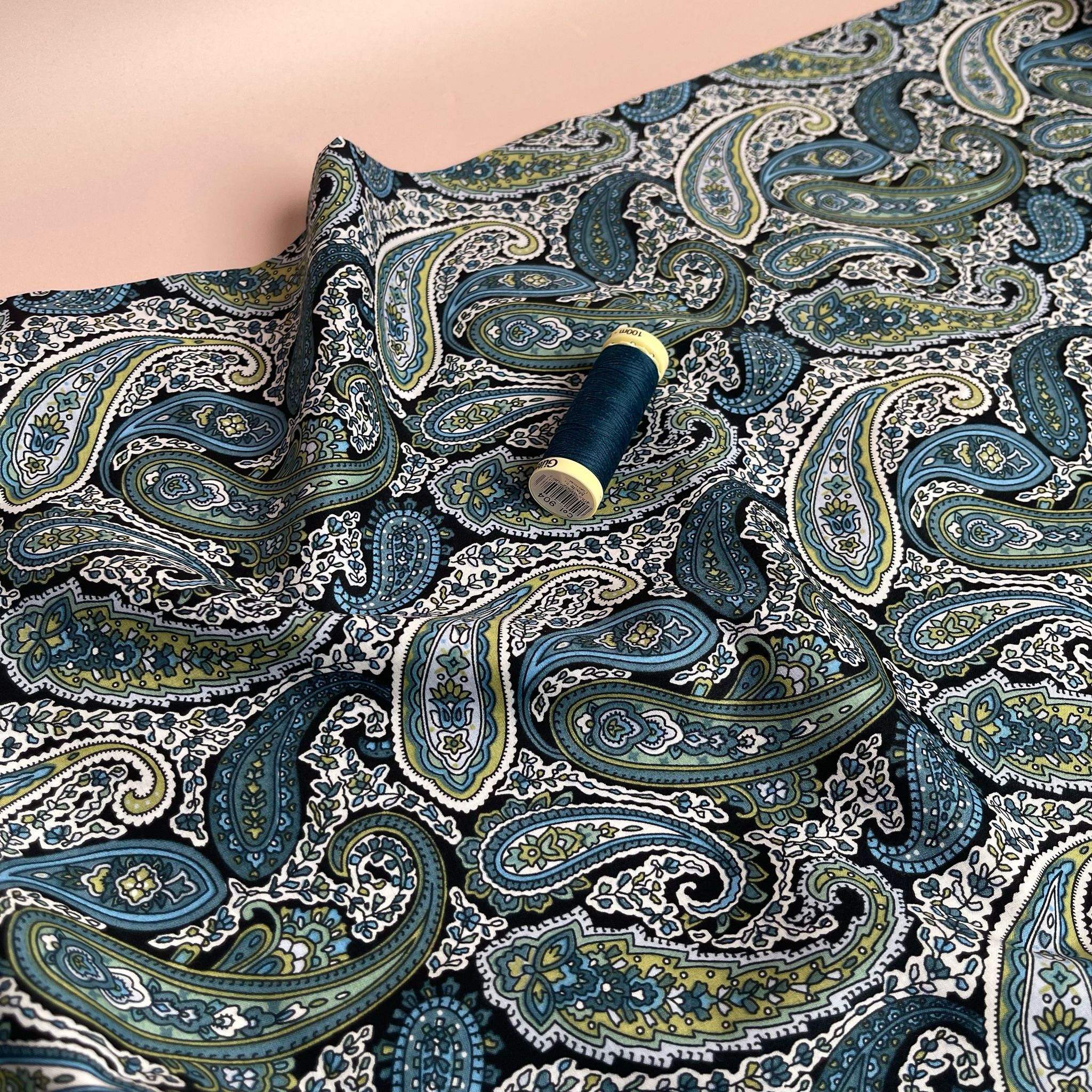 Midnight Forest Paisley Cotton Lawn Fabric