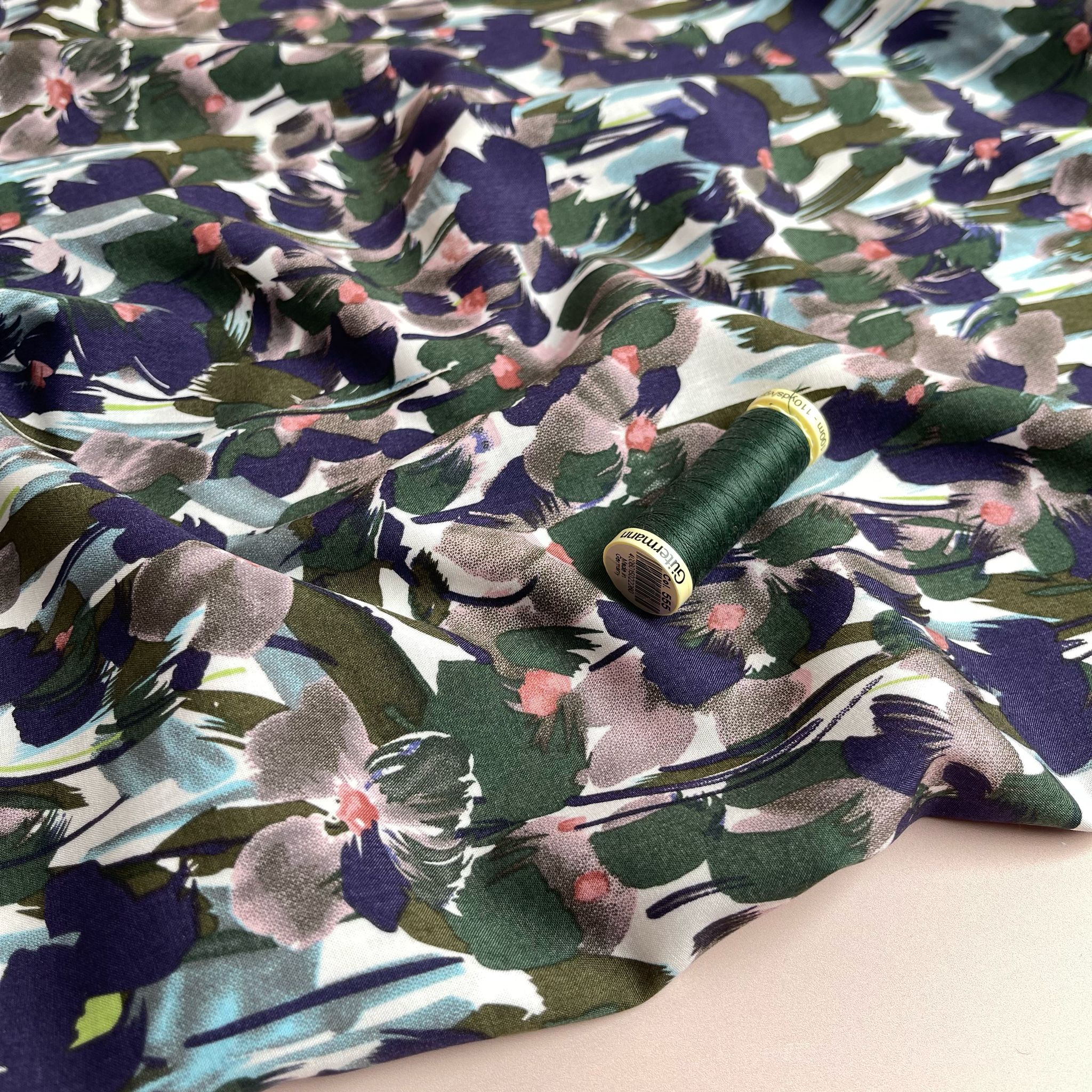 Paintbrush Blossoms Viscose Fabric