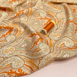 Orange Paisley Cotton Lawn Fabric