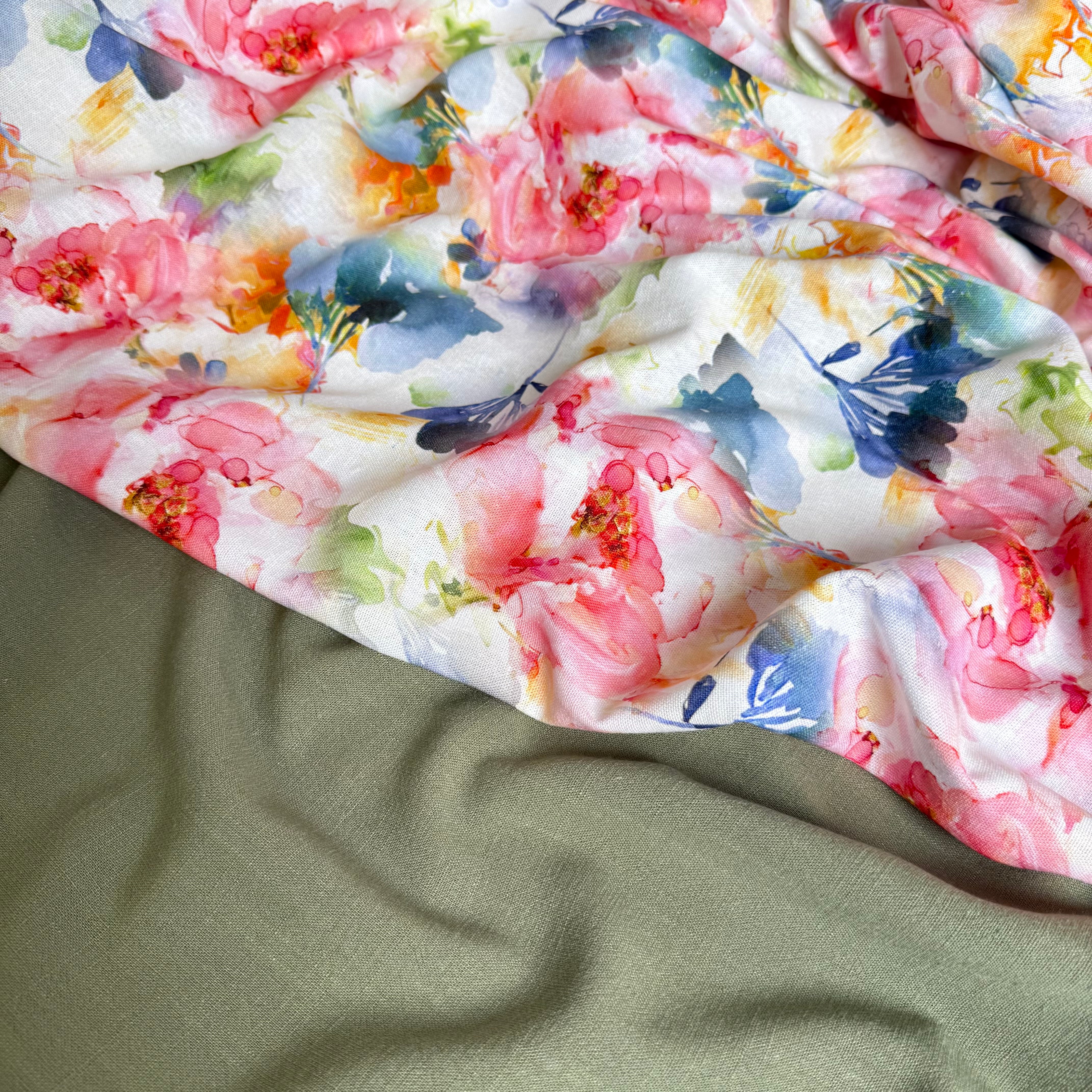 Translucent Flowers Viscose Linen Fabric