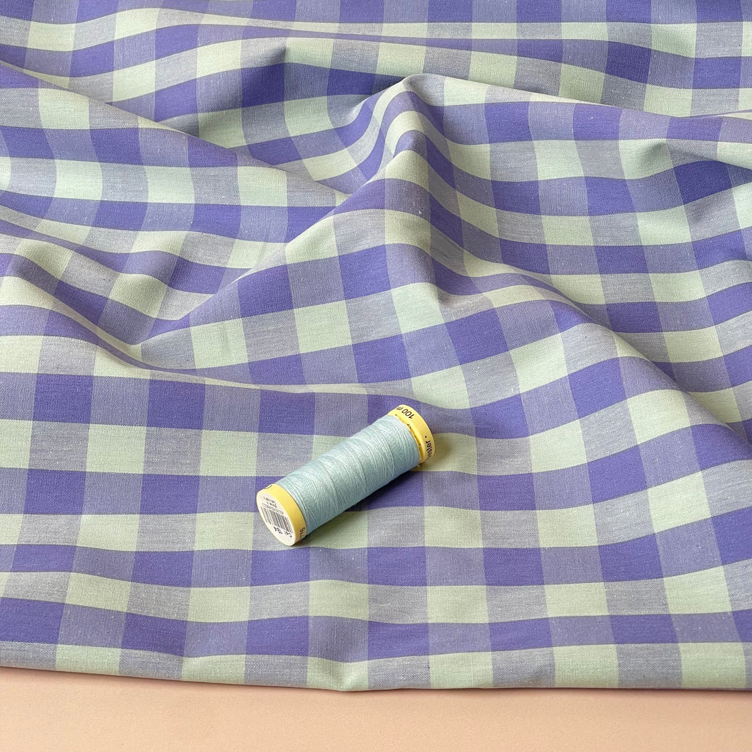 Yarn Dyed Purple & Aqua Gingham Cotton Fabric