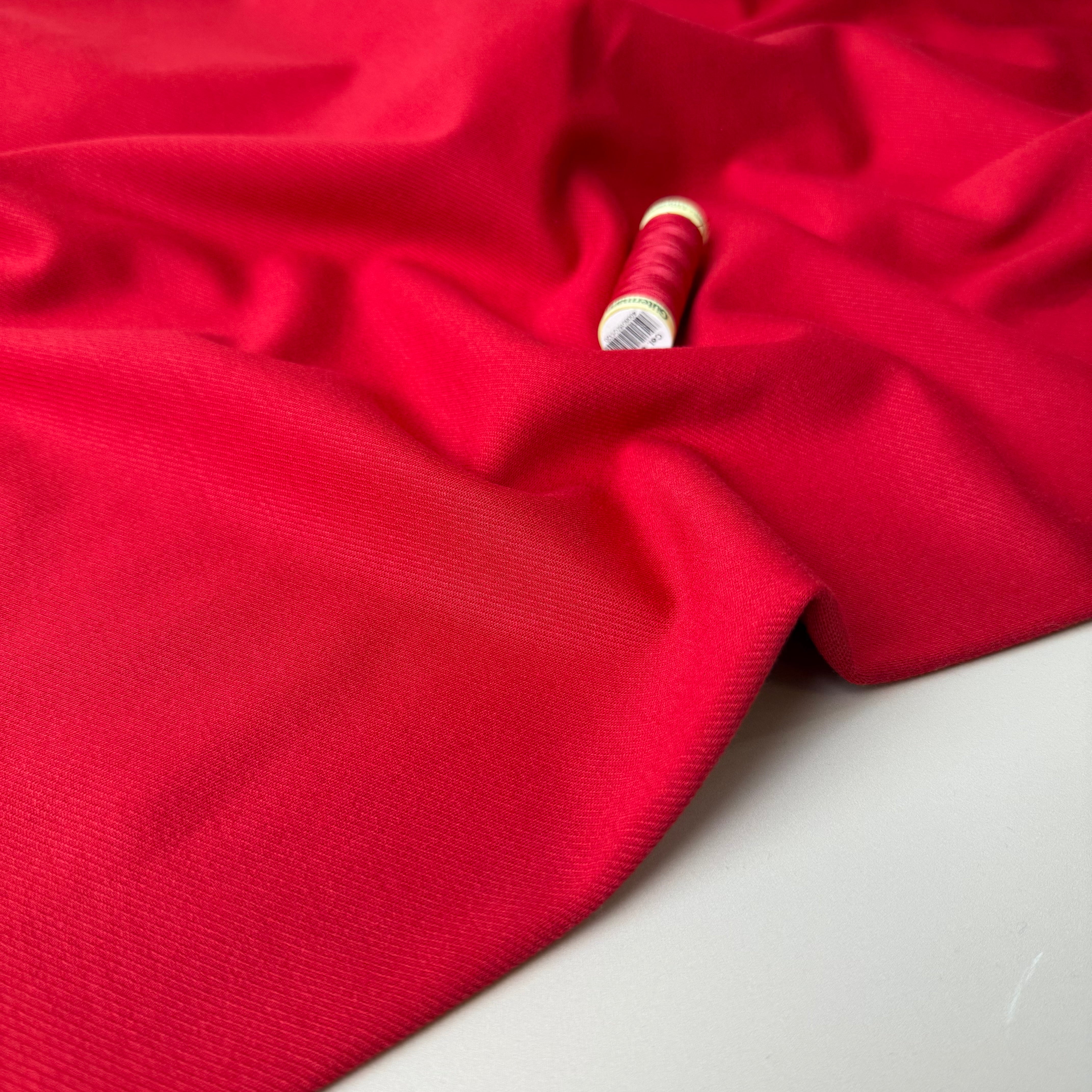 Red Viscose Ponte Roma Twill Double Knit Fabric