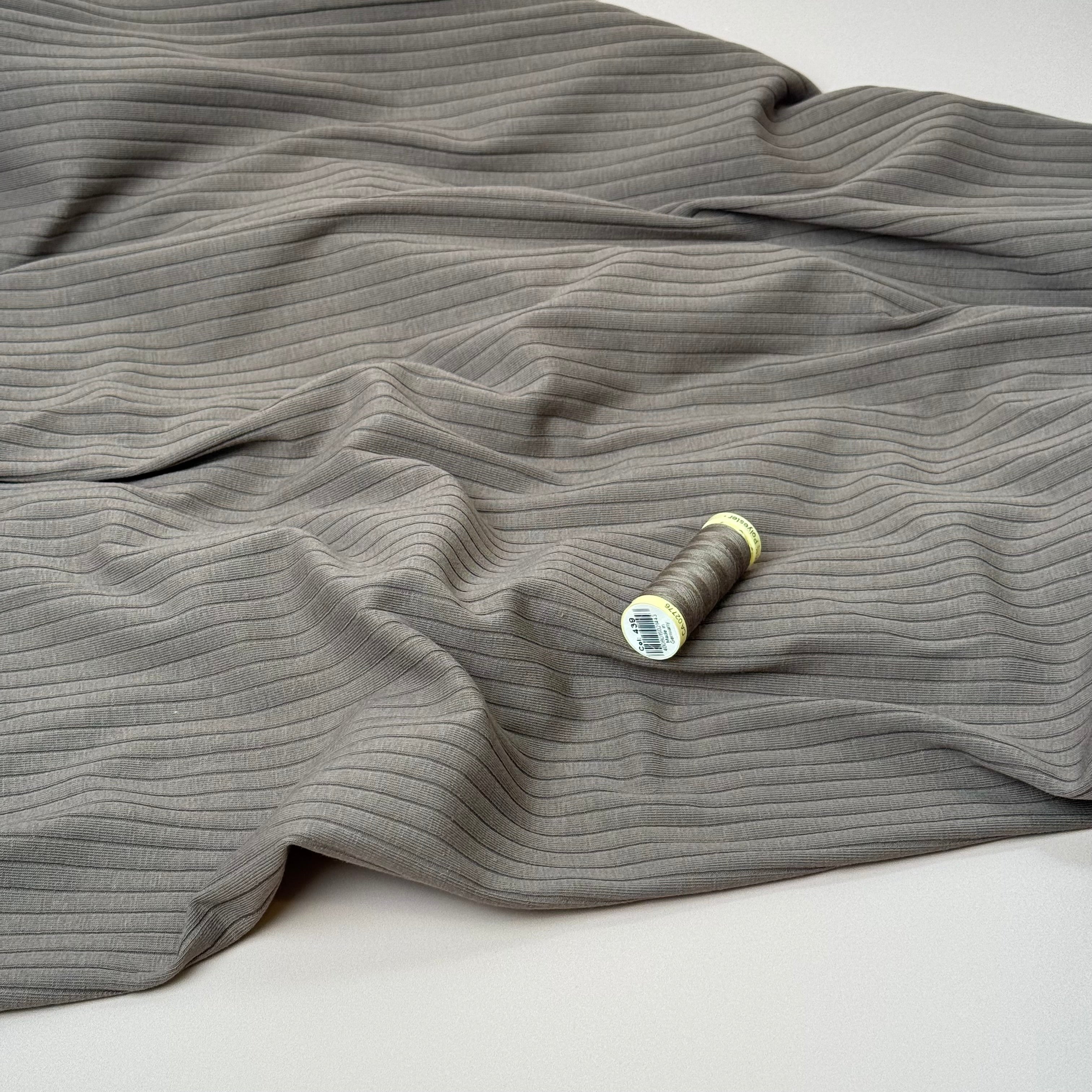 Taupe Cotton Ribbed Jersey