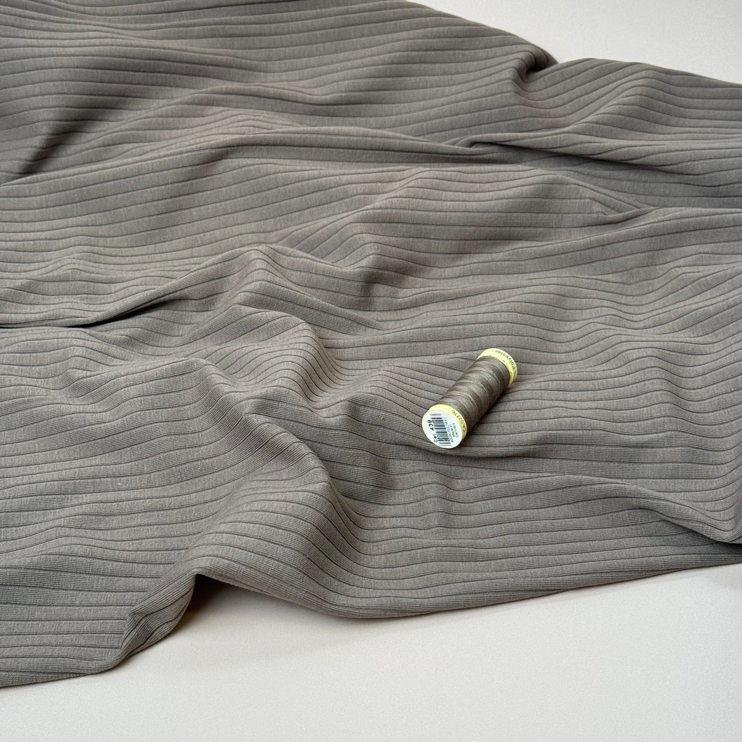Taupe Cotton Ribbed Jersey